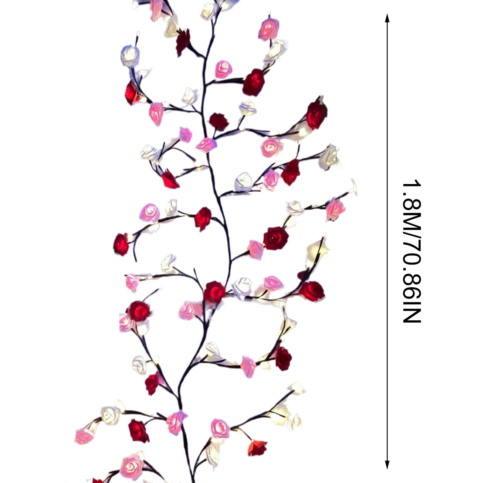 (1.6 meters 72 lights) Flower Lights For Bedroom LED Vine Lamp Cute String Lights For Party Birthday Valentine's Day Home Wedding Bedroom Wall Indoor