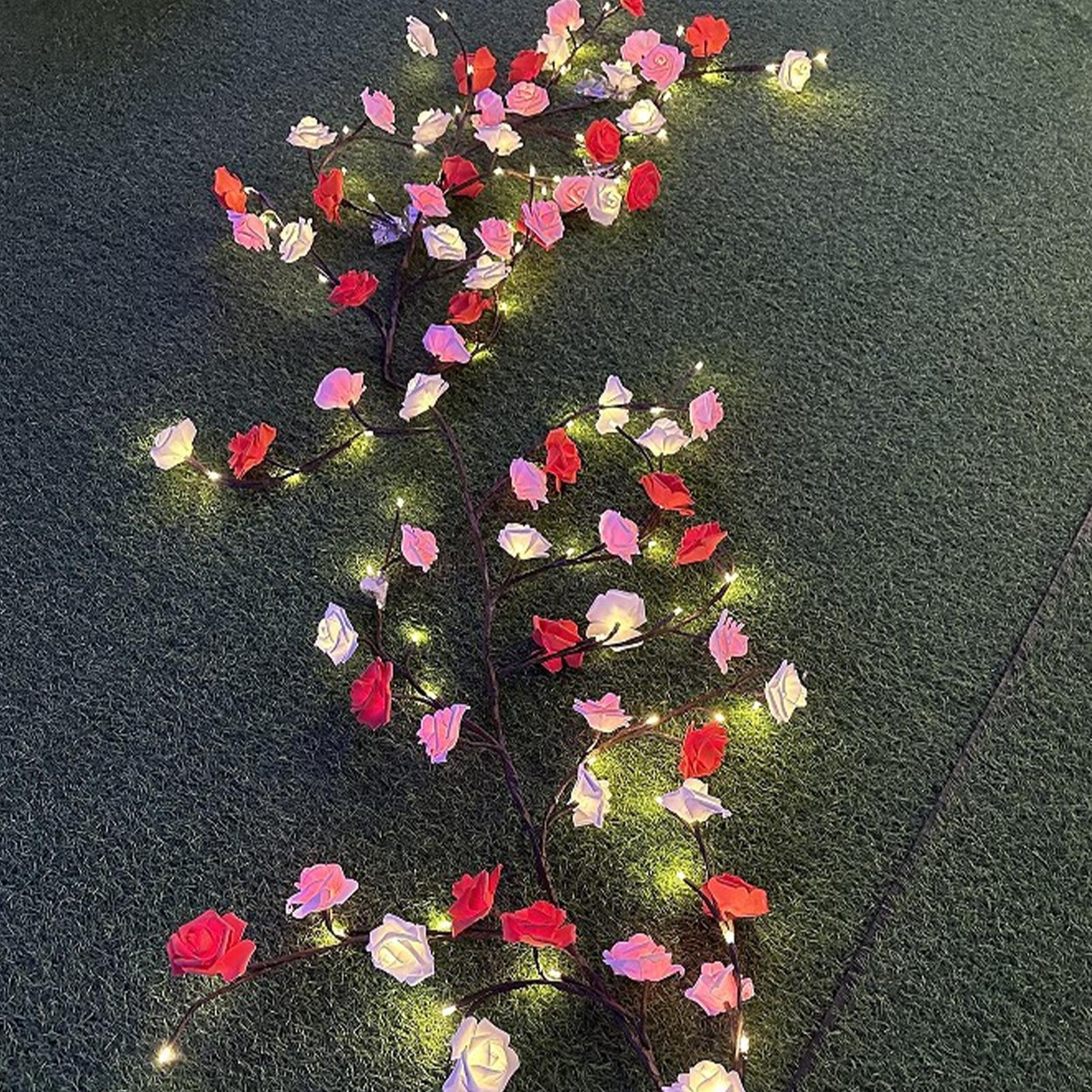 (1.6 meters 72 lights) Flower Lights For Bedroom LED Vine Lamp Cute String Lights For Party Birthday Valentine's Day Home Wedding Bedroom Wall Indoor