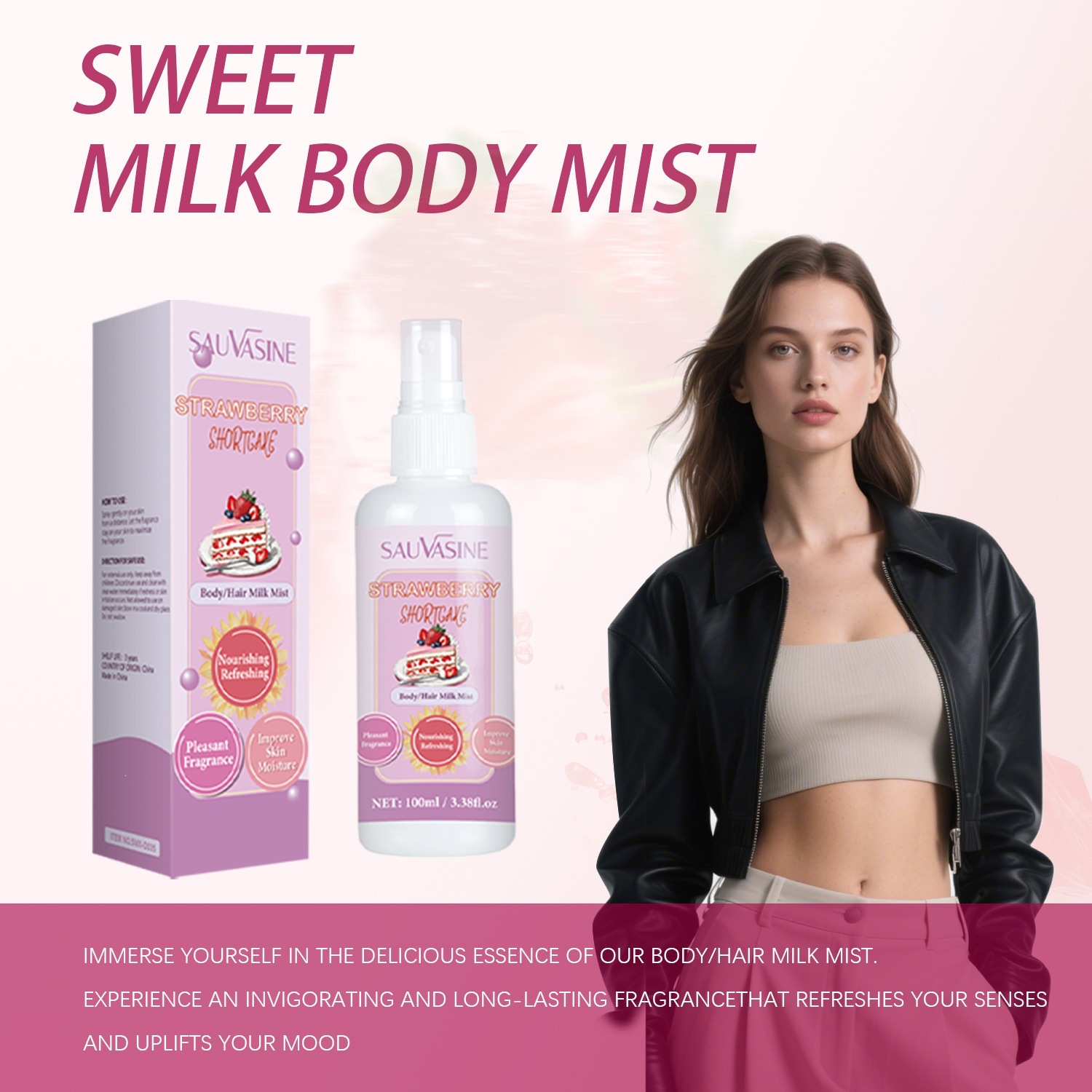 Sweet Milk Body Spray Moisturising Refreshing Daily Hydration for Soft Skin Home Use Natural 100ml