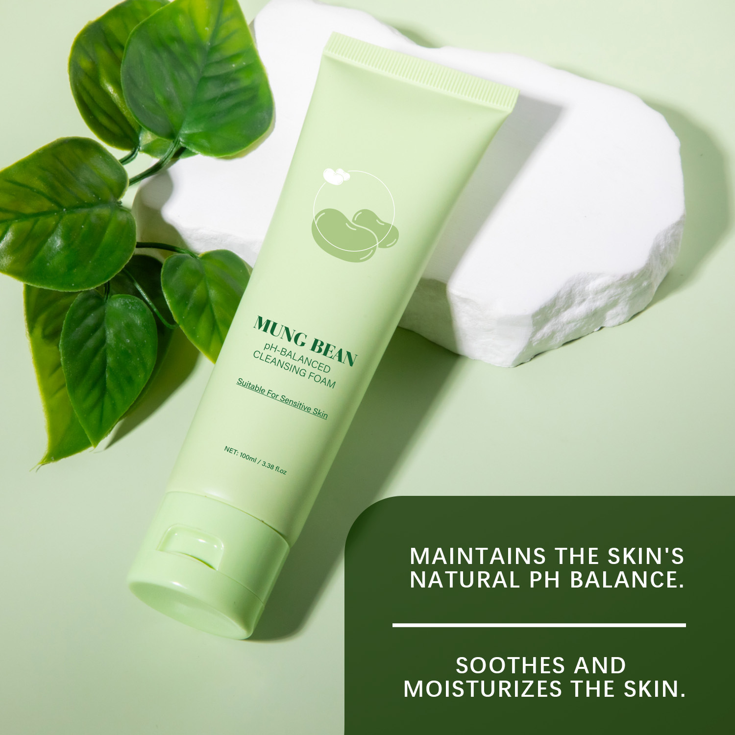 Mung Bean pH Balancing Facial Cleanser Gentle Deep Cleansing Refreshing Daily Face Wash 100ml