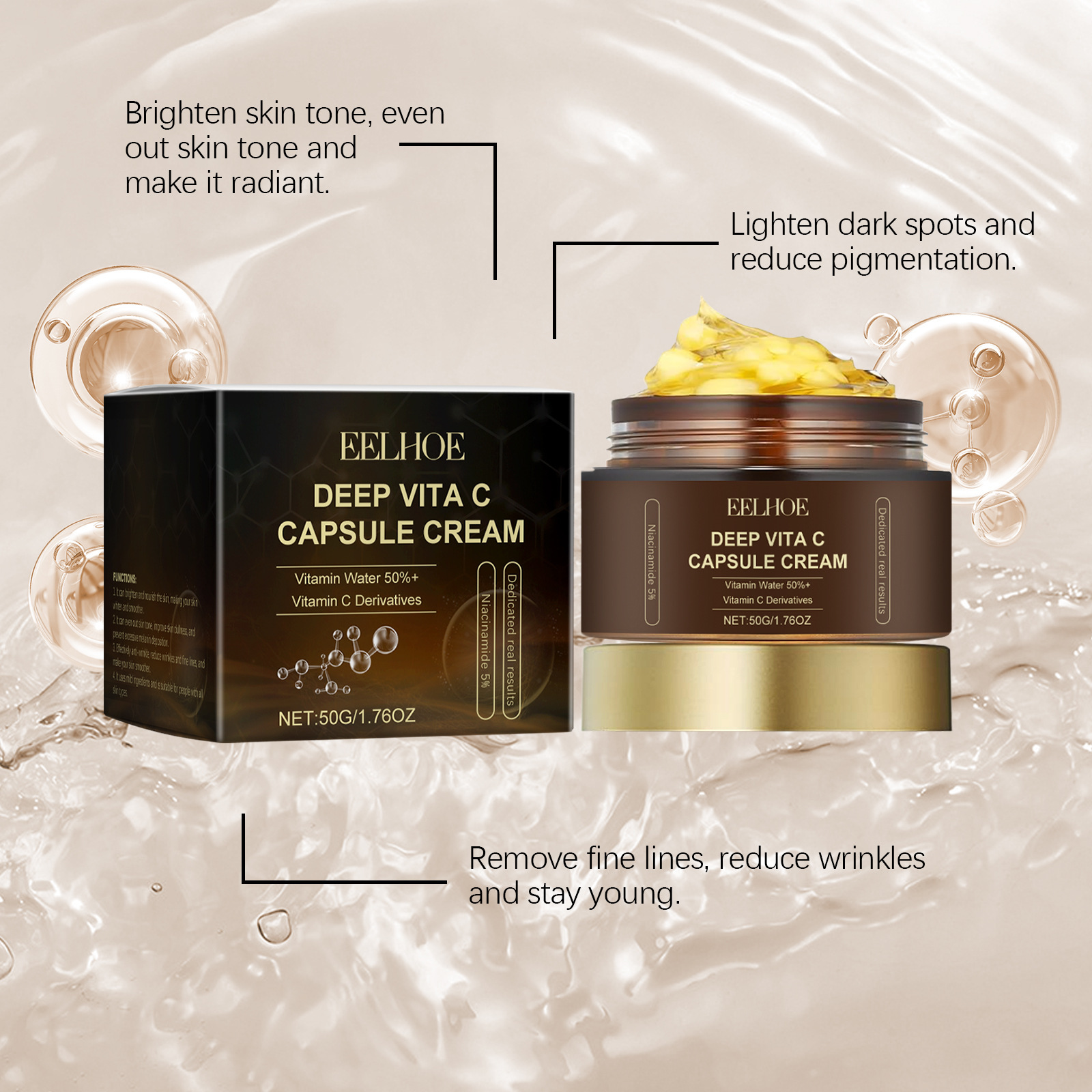 Vitamin C Capsule Moisturizing Cream For Hydrating Brightening And Nourishing Daily Face Care Treatment