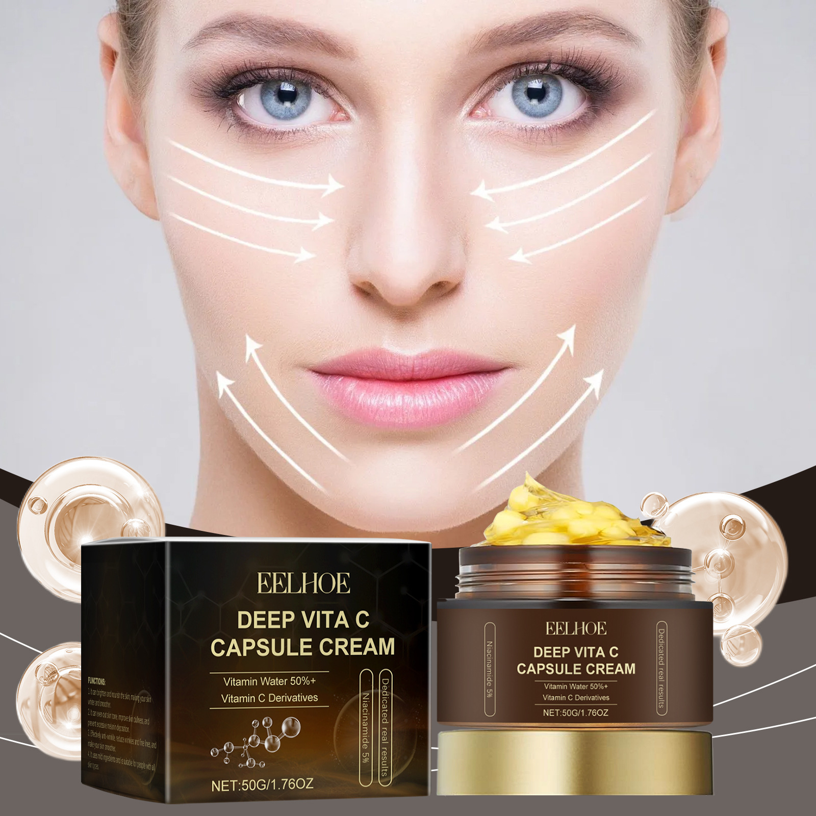 Vitamin C Capsule Moisturizing Cream For Hydrating Brightening And Nourishing Daily Face Care Treatment