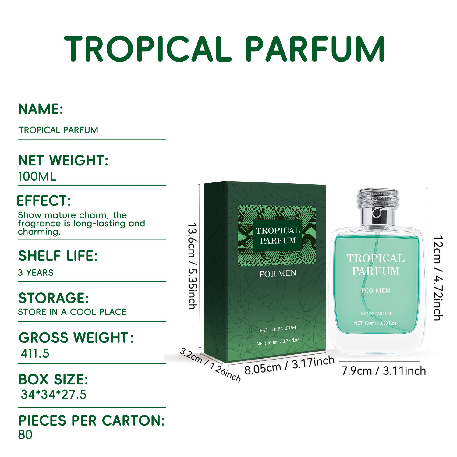 Tropical Perfume Spray Long Lasting Fruity Floral Scent For Everyday Wear Beach Summer Vacation 100ml