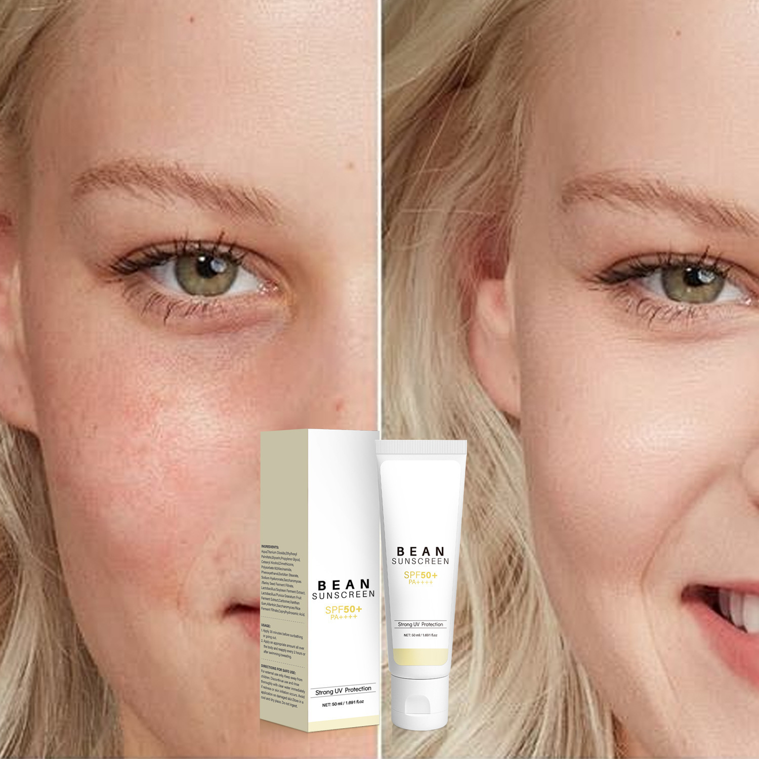 Bean Protective Cream Waterproof UV Shield Moisturizing Daily Face Sunscreen And Isolation Care
