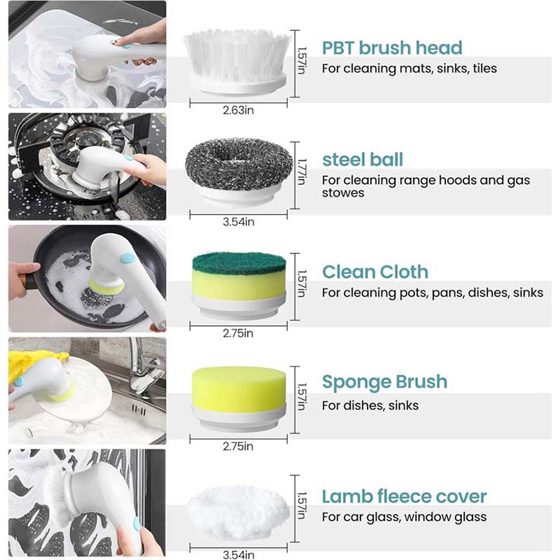 Usb Rechargeable Kitchen Dish Washing Brush Sink Cleaner Bathroom Bathtub Clean Brush Spin Scrubber Electric Cleaning Brush