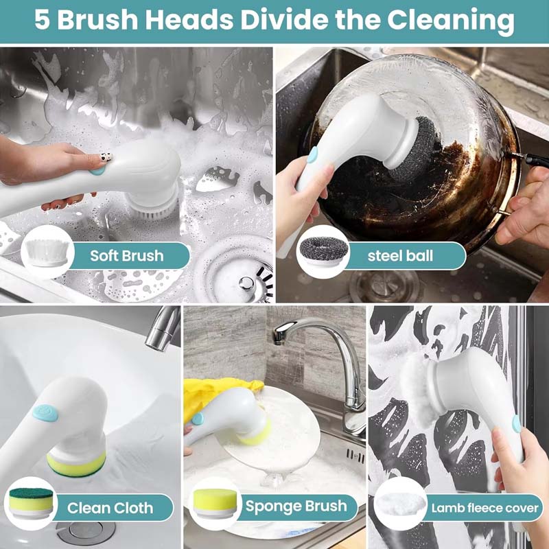 Usb Rechargeable Kitchen Dish Washing Brush Sink Cleaner Bathroom Bathtub Clean Brush Spin Scrubber Electric Cleaning Brush