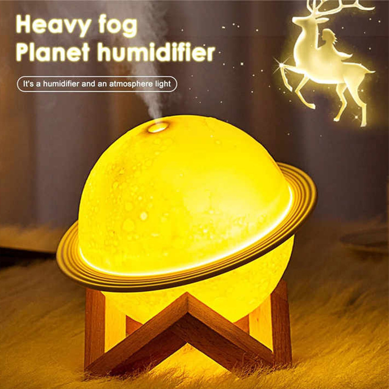 Moon Lamp Humidifier Decor For Car Air Purifier Sprayer 200ml Silent Cool Mist Diffuser Indoor Planet Essential Oil Humidifier
