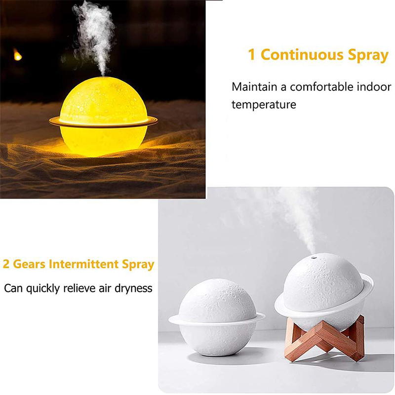 Moon Lamp Humidifier Decor For Car Air Purifier Sprayer 200ml Silent Cool Mist Diffuser Indoor Planet Essential Oil Humidifier