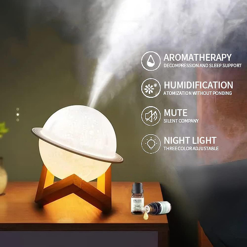 Moon Lamp Humidifier Decor For Car Air Purifier Sprayer 200ml Silent Cool Mist Diffuser Indoor Planet Essential Oil Humidifier