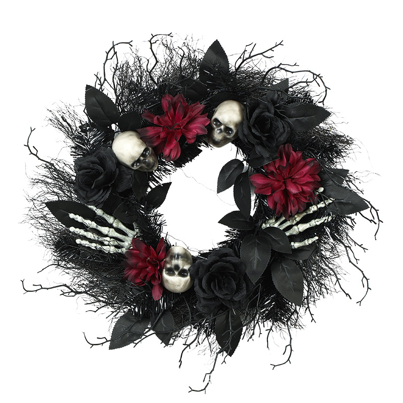 Halloween Withered Branch Rose Wreath Artificial Vine Circle Wreath