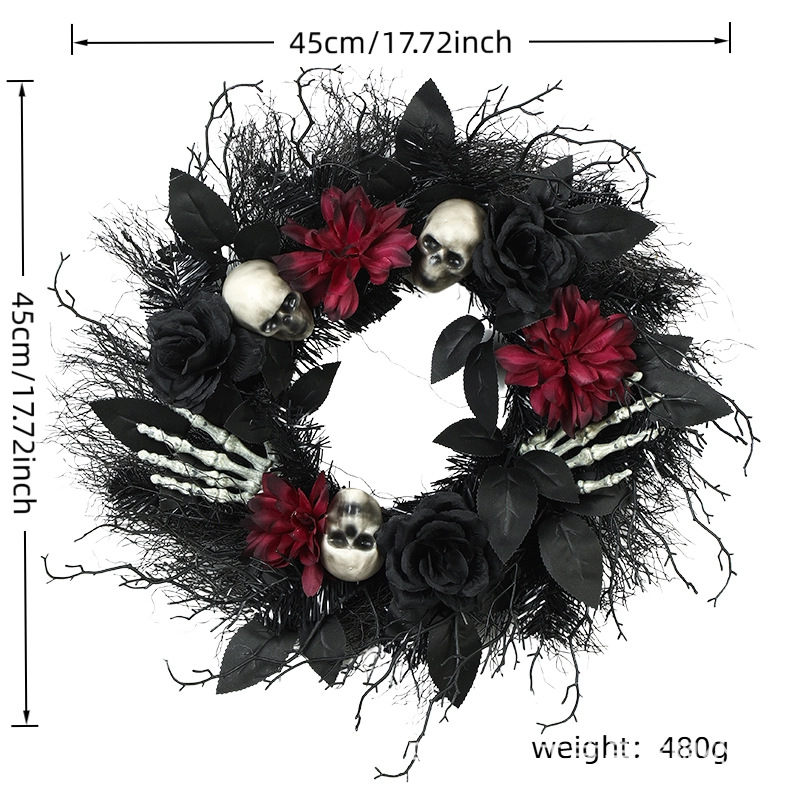 Halloween Withered Branch Rose Wreath Artificial Vine Circle Wreath