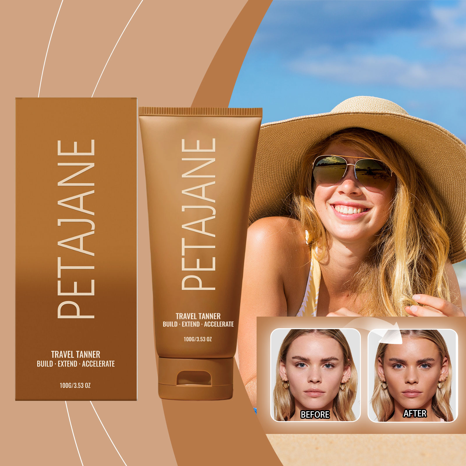 Moisturizing Tanning Lotion Build Bronze Body Skin Summer Outdoor Natural Gloss Nourishing Darkening Cream