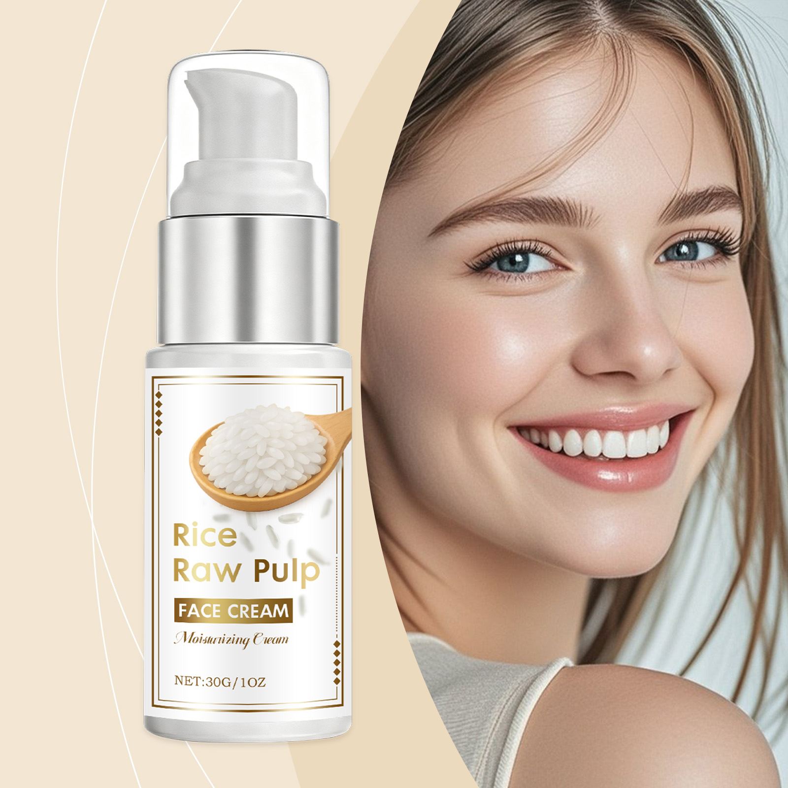 Rice Moisturizing Facial Cream Nourishes Hydrated Skin Portable Reapply Design For Business Trip Outings