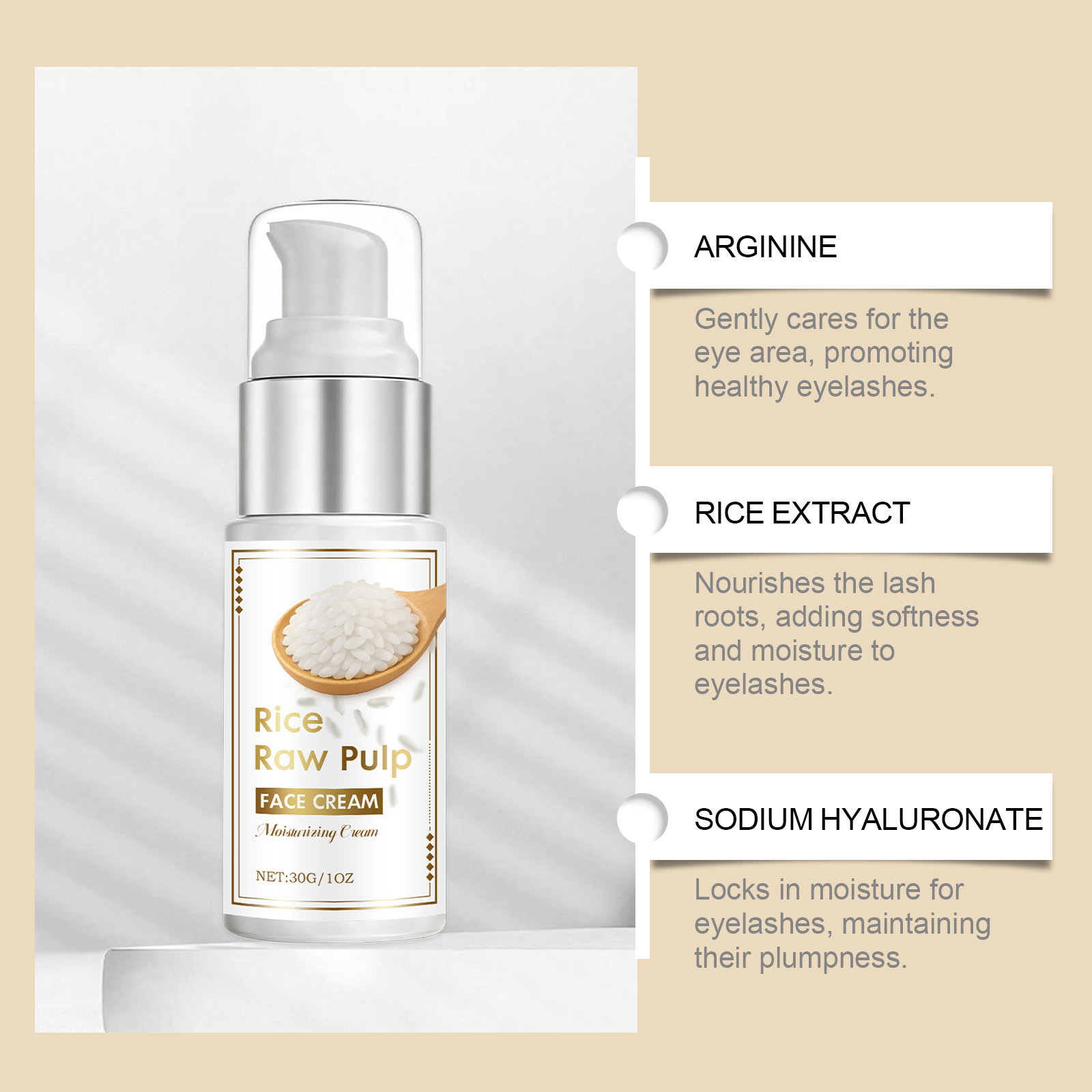 Rice Moisturizing Facial Cream Nourishes Hydrated Skin Portable Reapply Design For Business Trip Outings