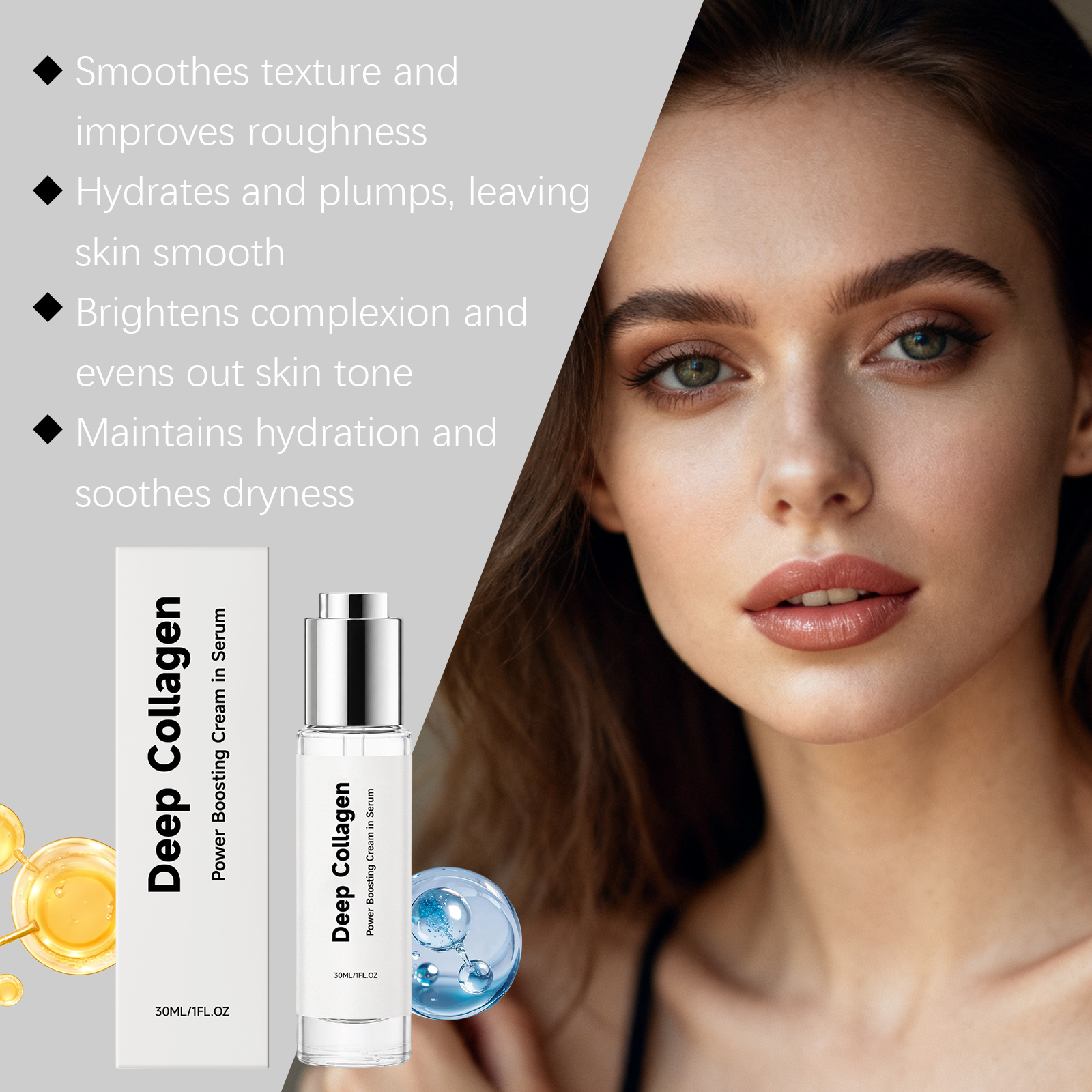 Collagen Moisturizing Essence Daily Mild Hydrating Brightening Nourishing Facial Skin Care Liquid Deep Soft Glowing Hydrate Gentle Surface Treatment