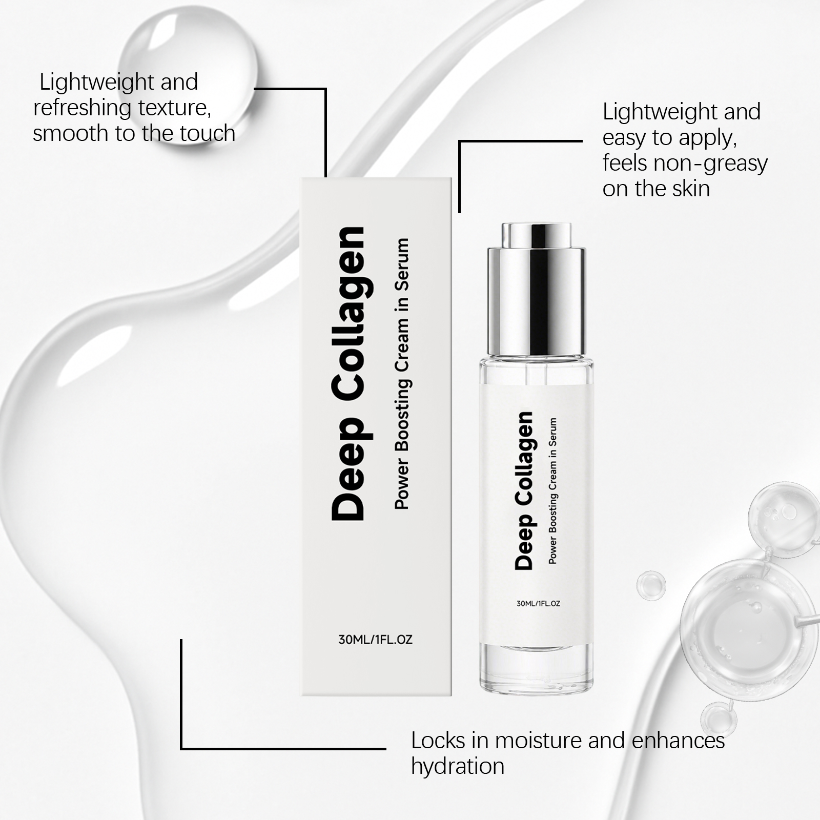 Collagen Moisturizing Essence Daily Mild Hydrating Brightening Nourishing Facial Skin Care Liquid Deep Soft Glowing Hydrate Gentle Surface Treatment