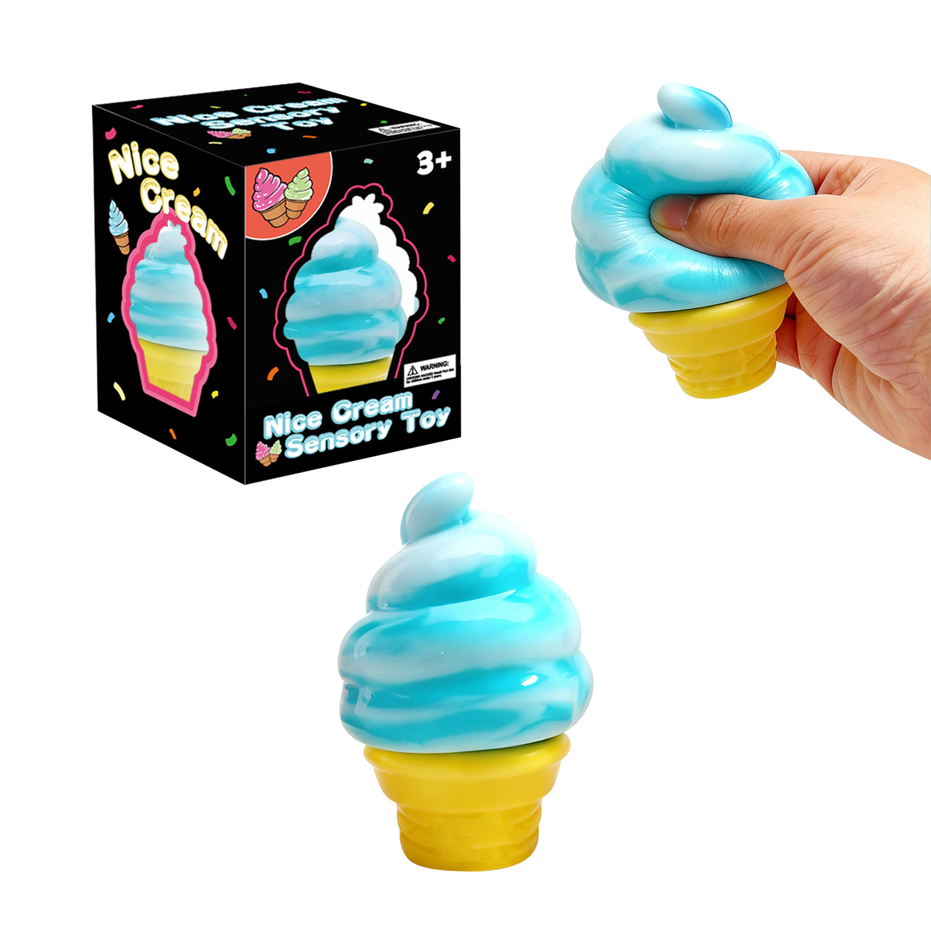 (Pink) Ice Cream Toy Multi Colored Fun Easy To Handle Soft Realistic Stress Relief For Kids