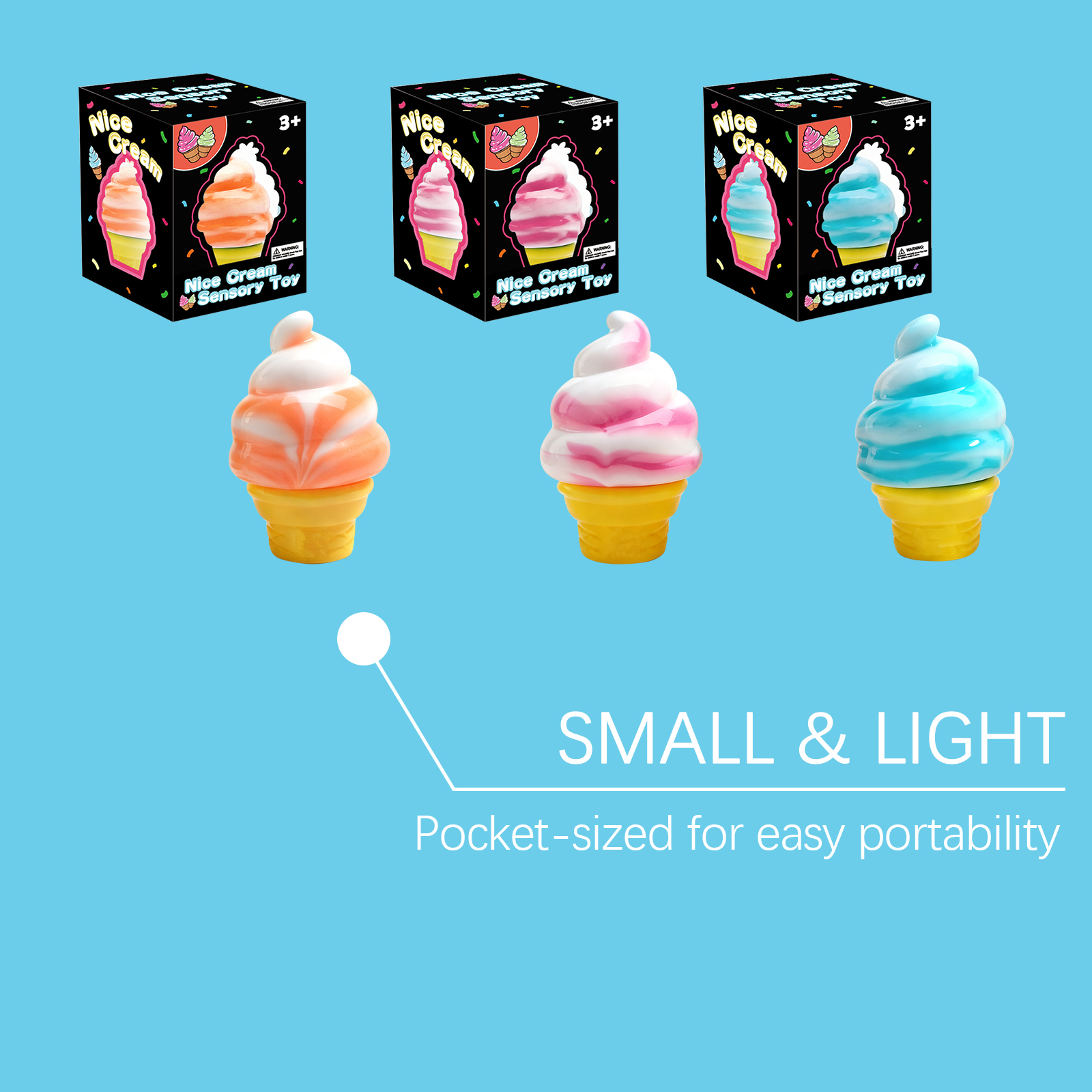 (Pink) Ice Cream Toy Multi Colored Fun Easy To Handle Soft Realistic Stress Relief For Kids