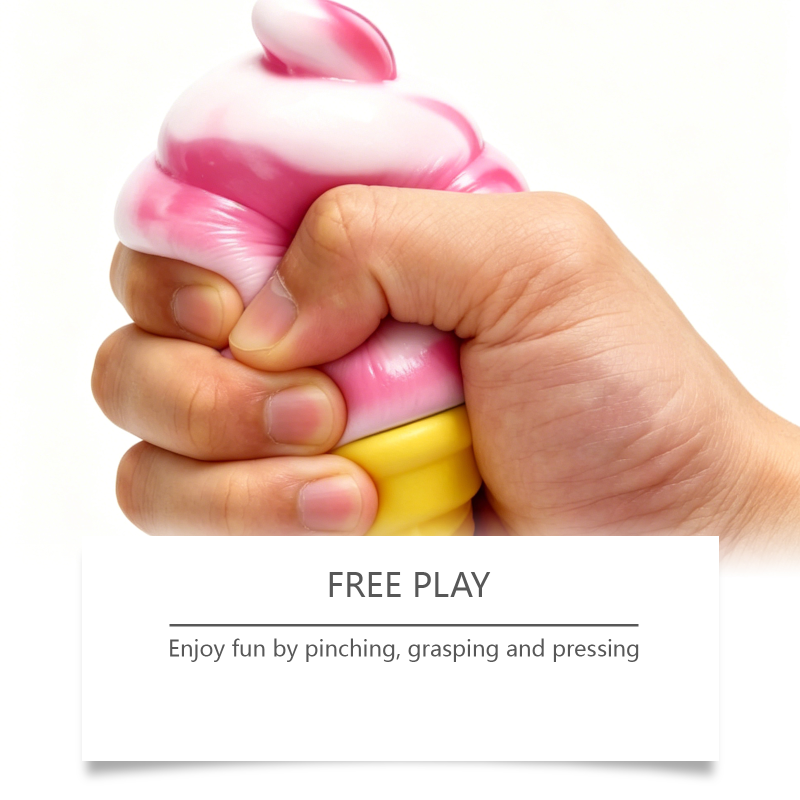 (Pink) Ice Cream Toy Multi Colored Fun Easy To Handle Soft Realistic Stress Relief For Kids