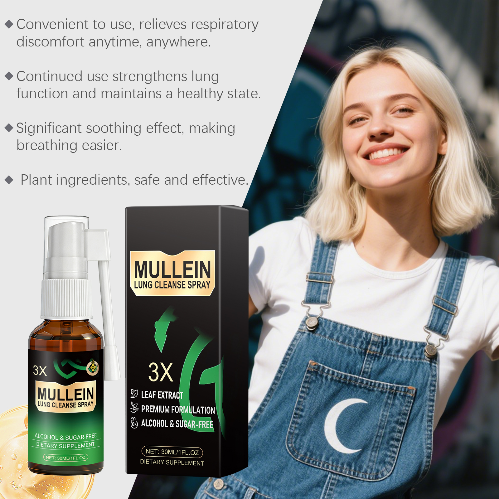 Mullein Body Care Spray Mild Formula Gentle Care Improve Body Condition Daily Dietary Nourish Supplement Skin