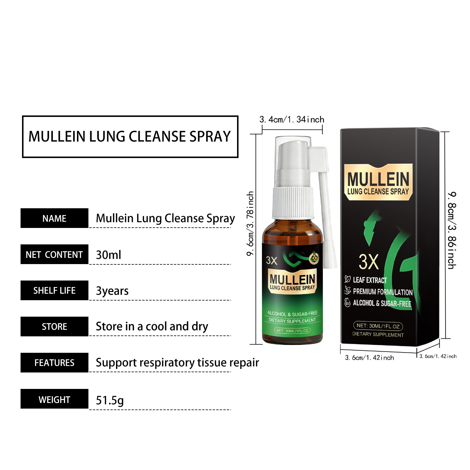 Mullein Body Care Spray Mild Formula Gentle Care Improve Body Condition Daily Dietary Nourish Supplement Skin