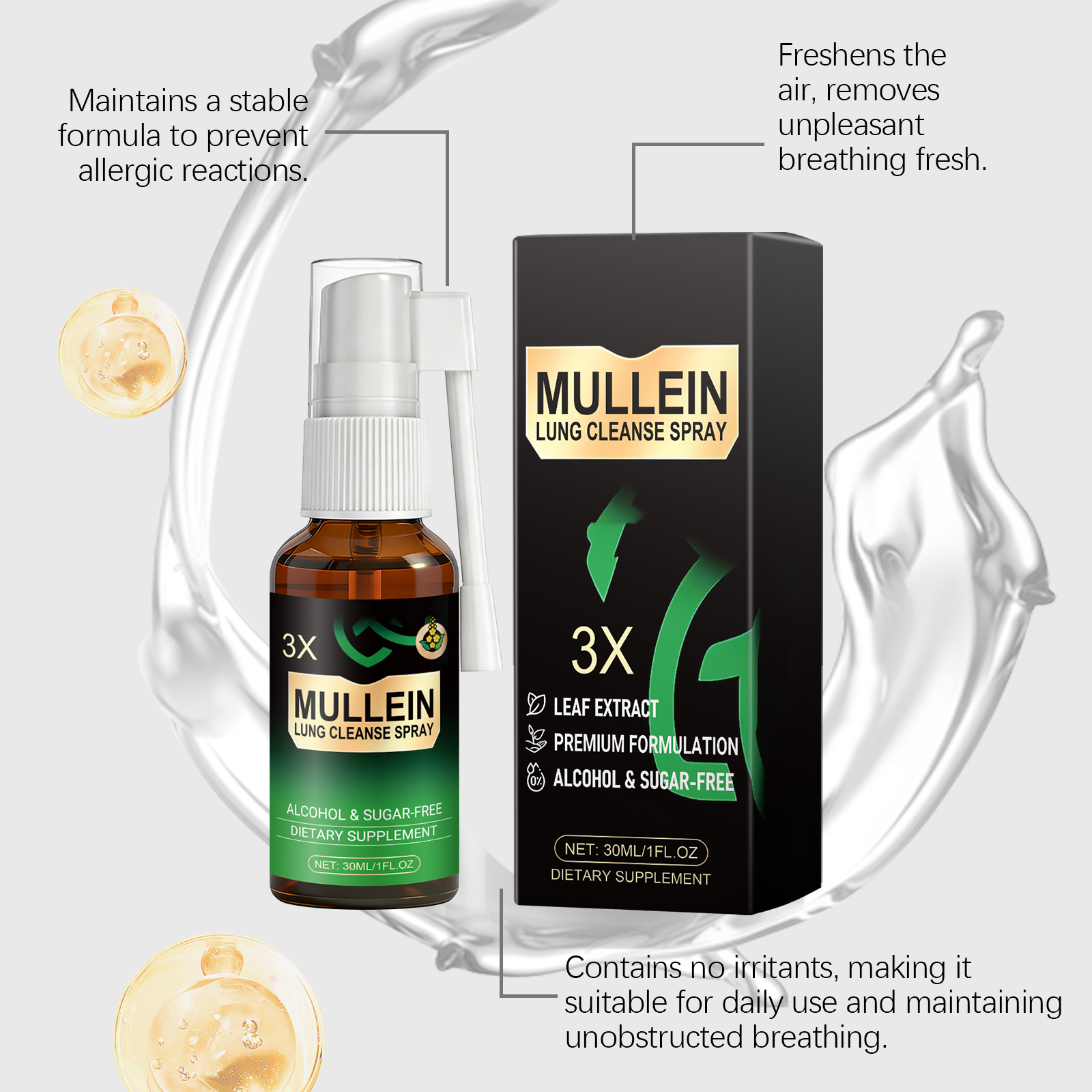 Mullein Body Care Spray Mild Formula Gentle Care Improve Body Condition Daily Dietary Nourish Supplement Skin