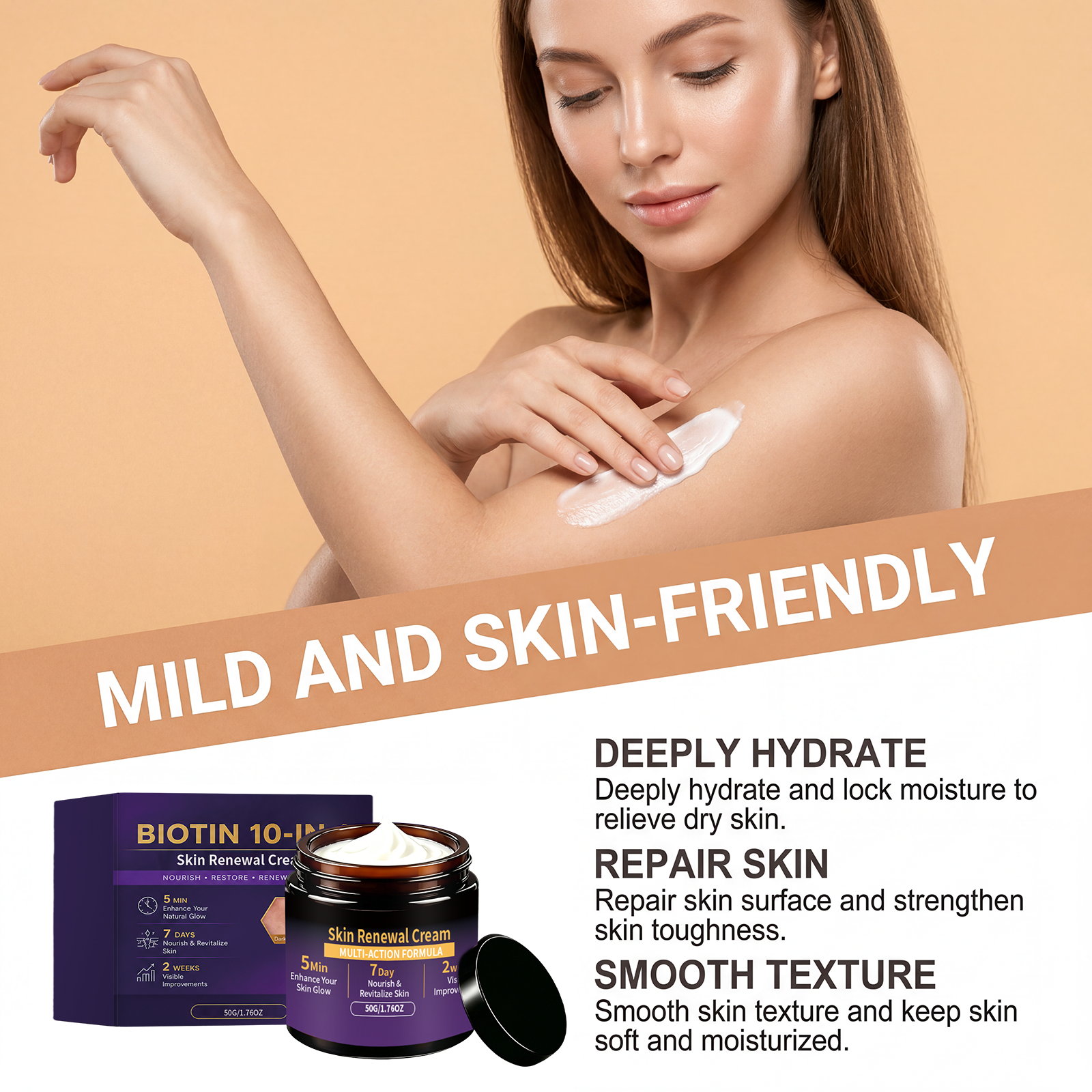 Skin Care Cream Mild Hydrating Moisturizing Easy Smearing Daily Body Skin Maintenance Lotion