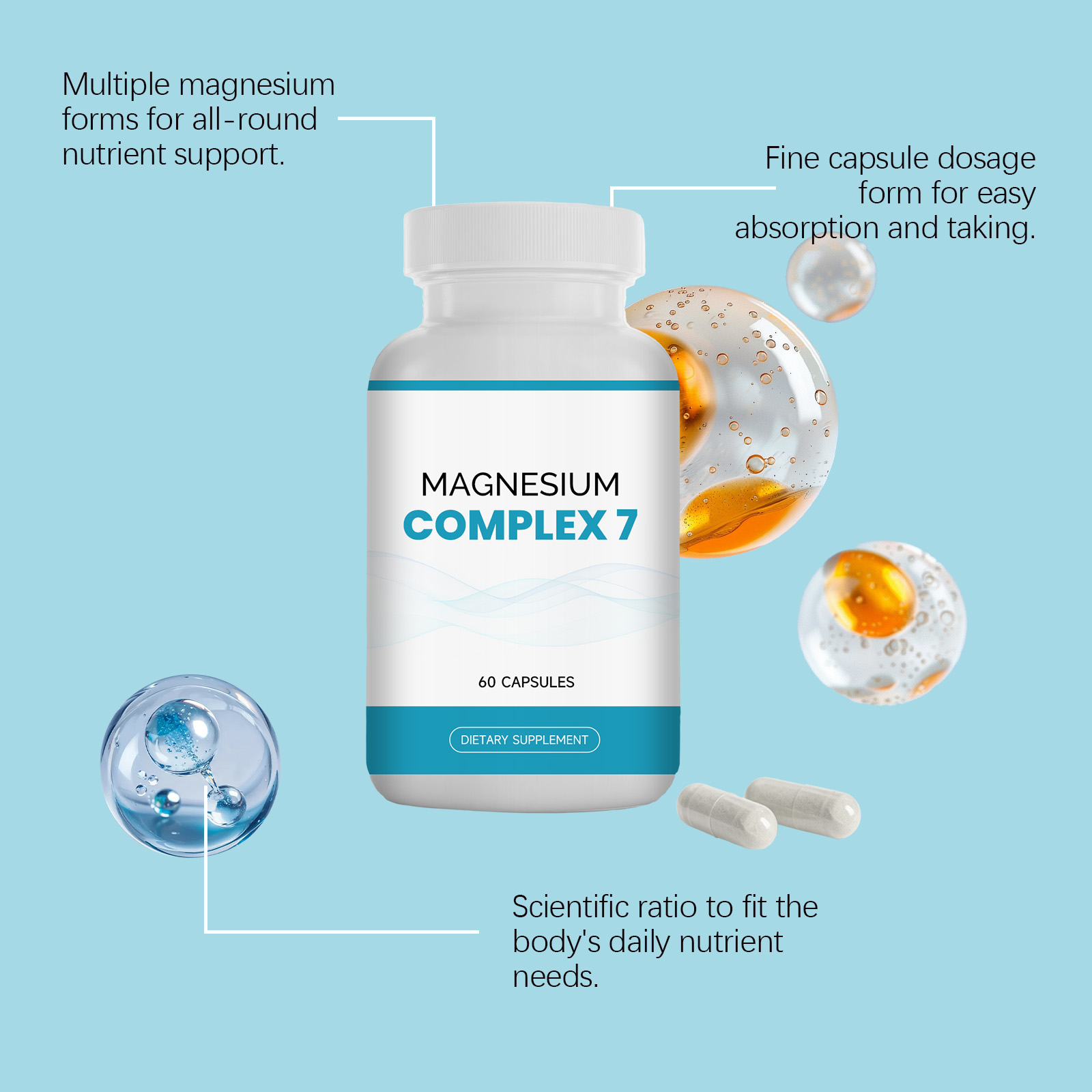 Luxury Magnesium Balanced Care Capsule Mild Formula Nourish Body Nutrition Supplement Daily Care