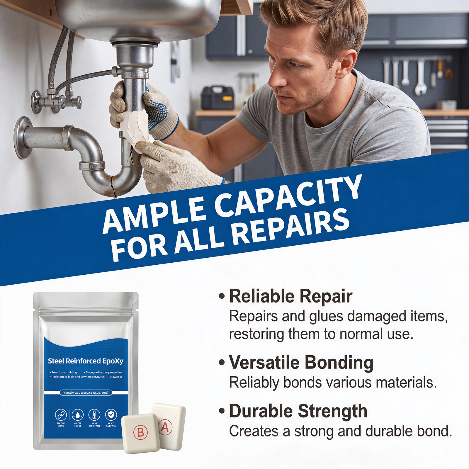 Multi Functional Ab Repair Glue Convenient Industrial Household Adhesive Metal Plastic Wood Crack Universal Mending