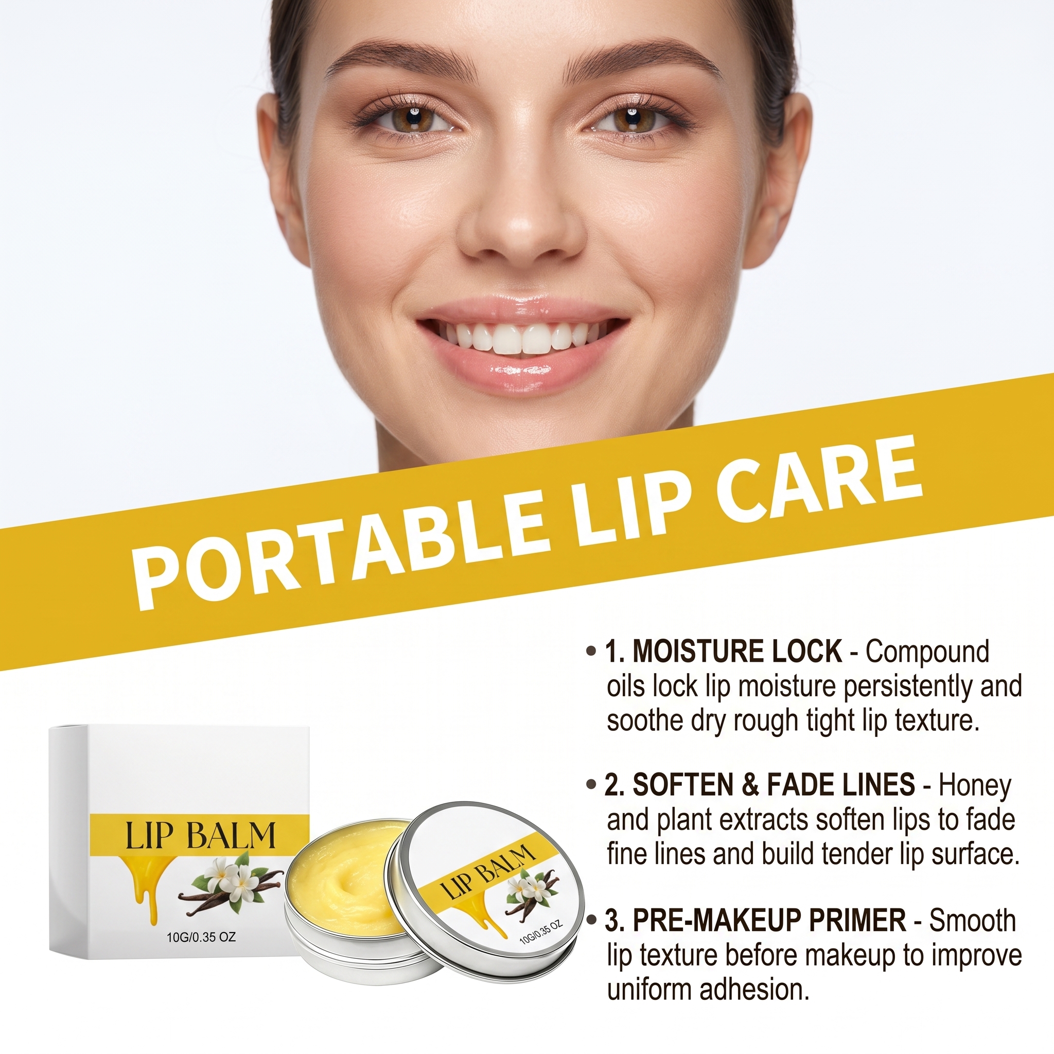 Tallow Honey Lip Balm Contains Plant Extract Oil Base Light Moist Soft Smooth Easy Apply Lips Care