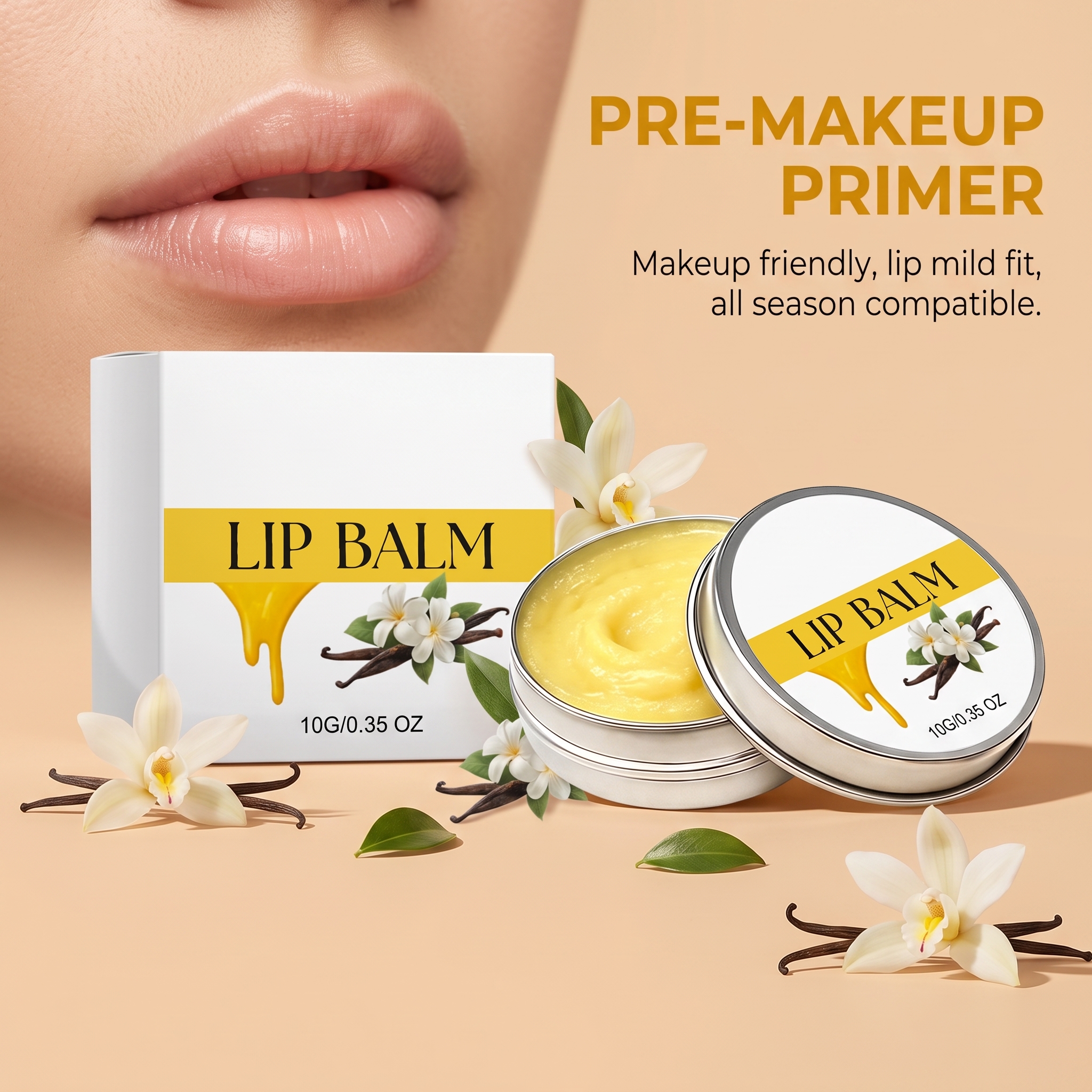Tallow Honey Lip Balm Contains Plant Extract Oil Base Light Moist Soft Smooth Easy Apply Lips Care