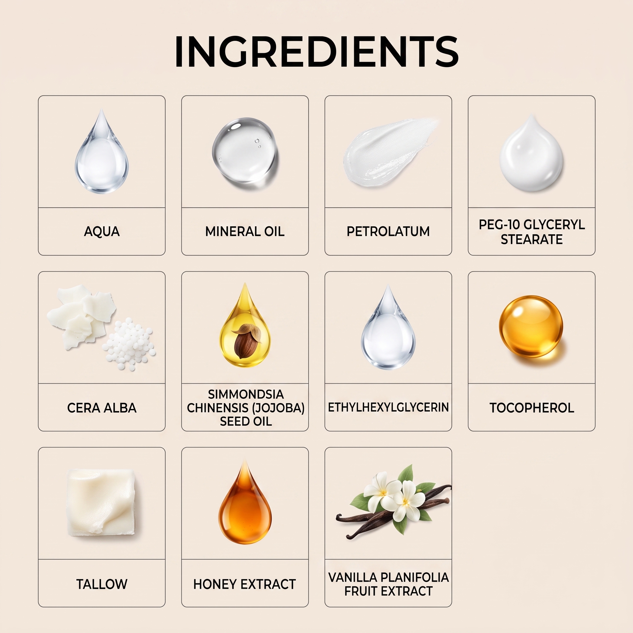 Tallow Honey Lip Balm Contains Plant Extract Oil Base Light Moist Soft Smooth Easy Apply Lips Care