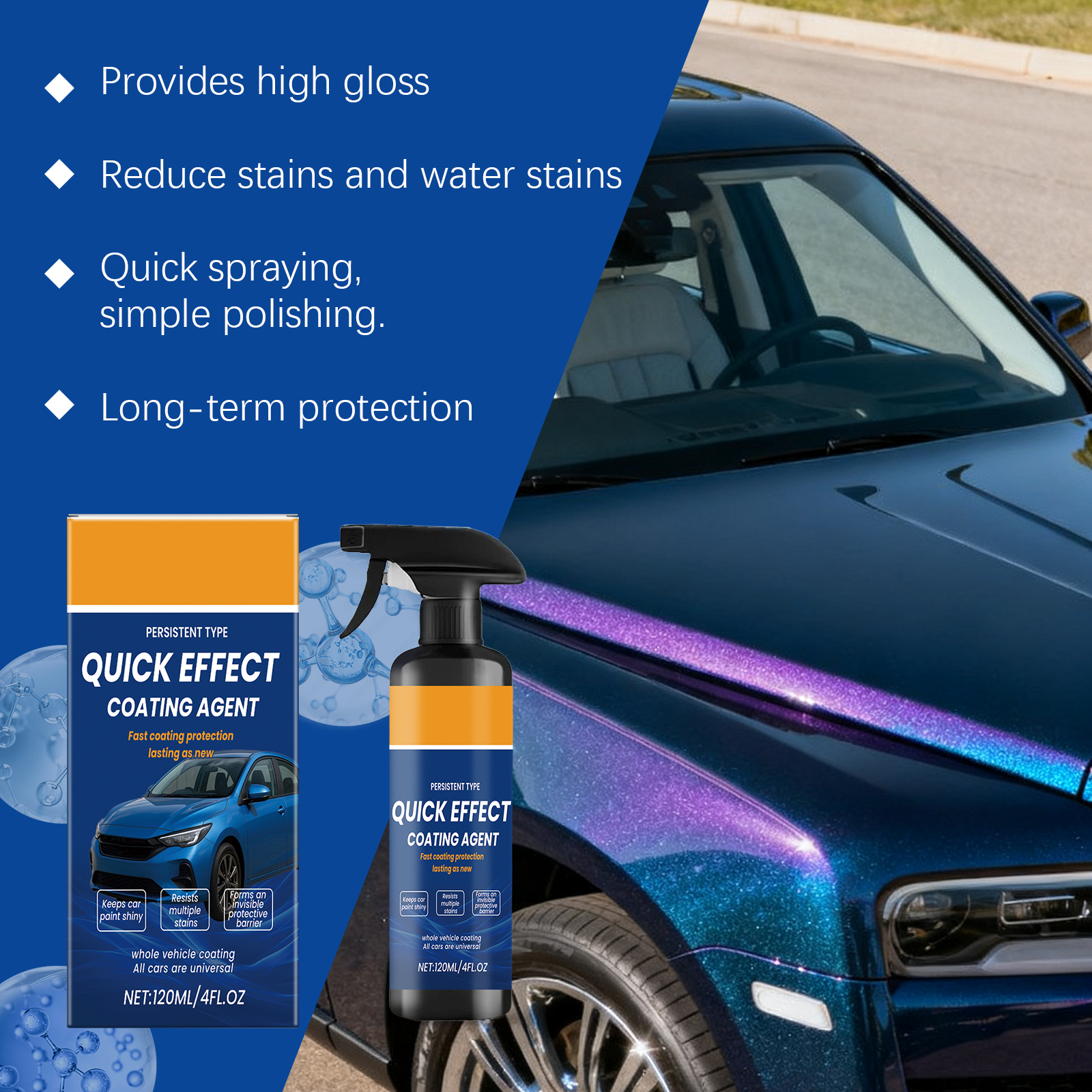 Car Coating Spray Ceramic Coating Mirror Clean Stain Remove Protect Material Maintain Gloss Level Auto Surface Care