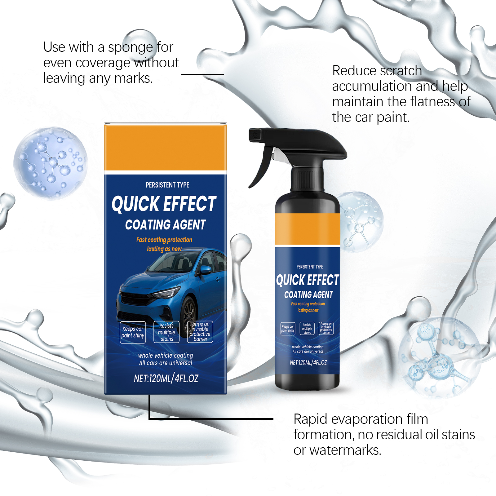 Car Coating Spray Ceramic Coating Mirror Clean Stain Remove Protect Material Maintain Gloss Level Auto Surface Care