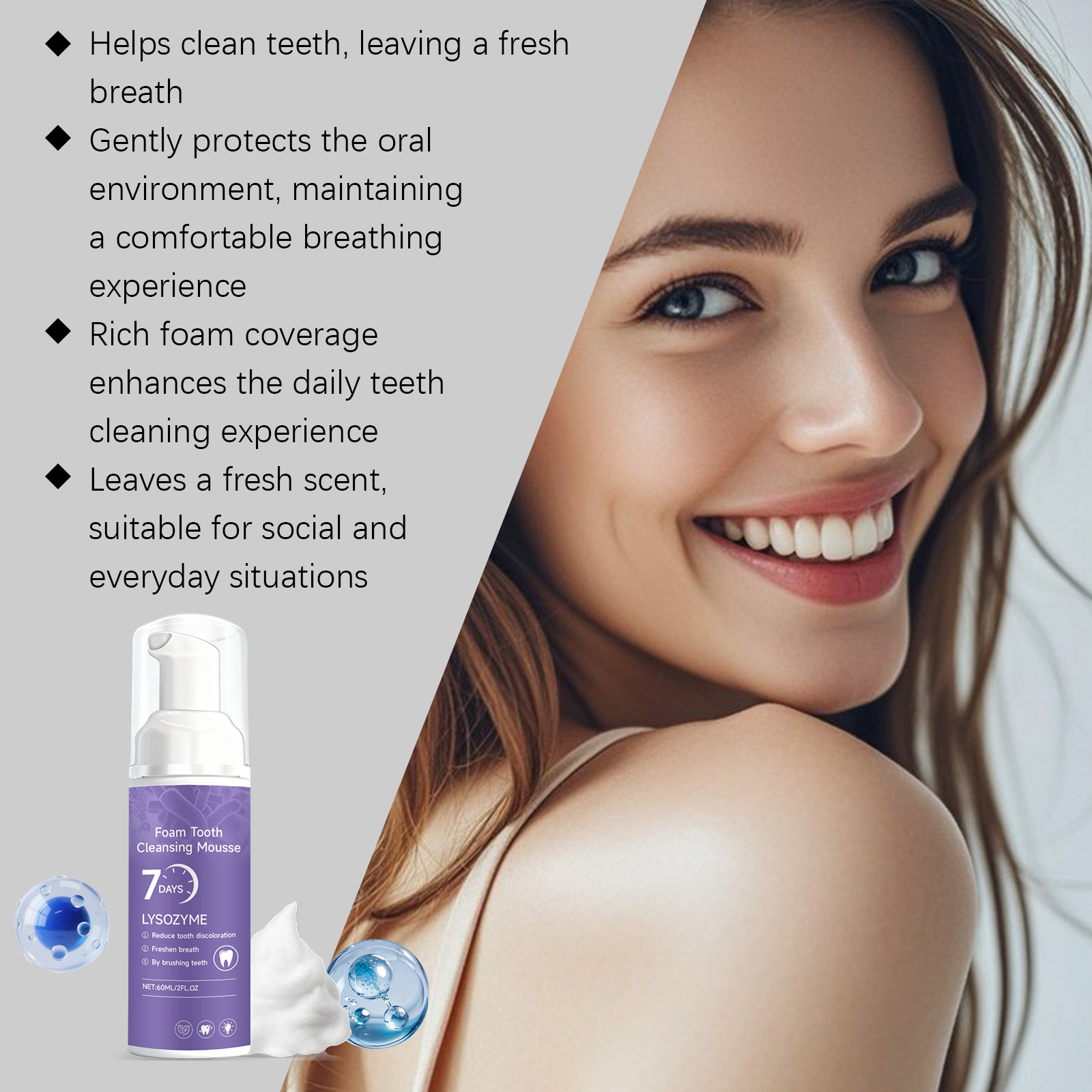 Foam Dental Cleansing Mousse Mild Formula Protect Teeth Freshen Breath Daily Convenient Oral Care