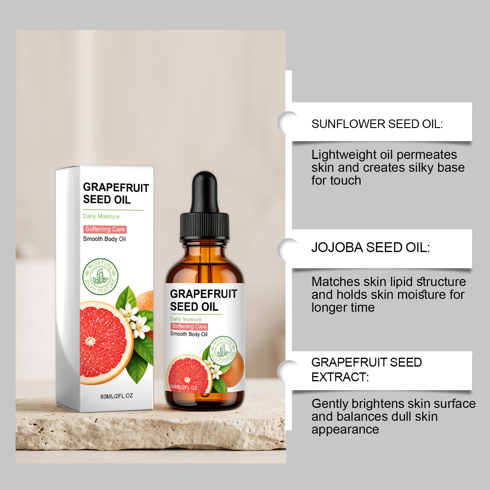Smooth Body Oil Mild Ingredients Nourish Skin Moisturize Delicate Hydrate Refreshing Daily Care Oil