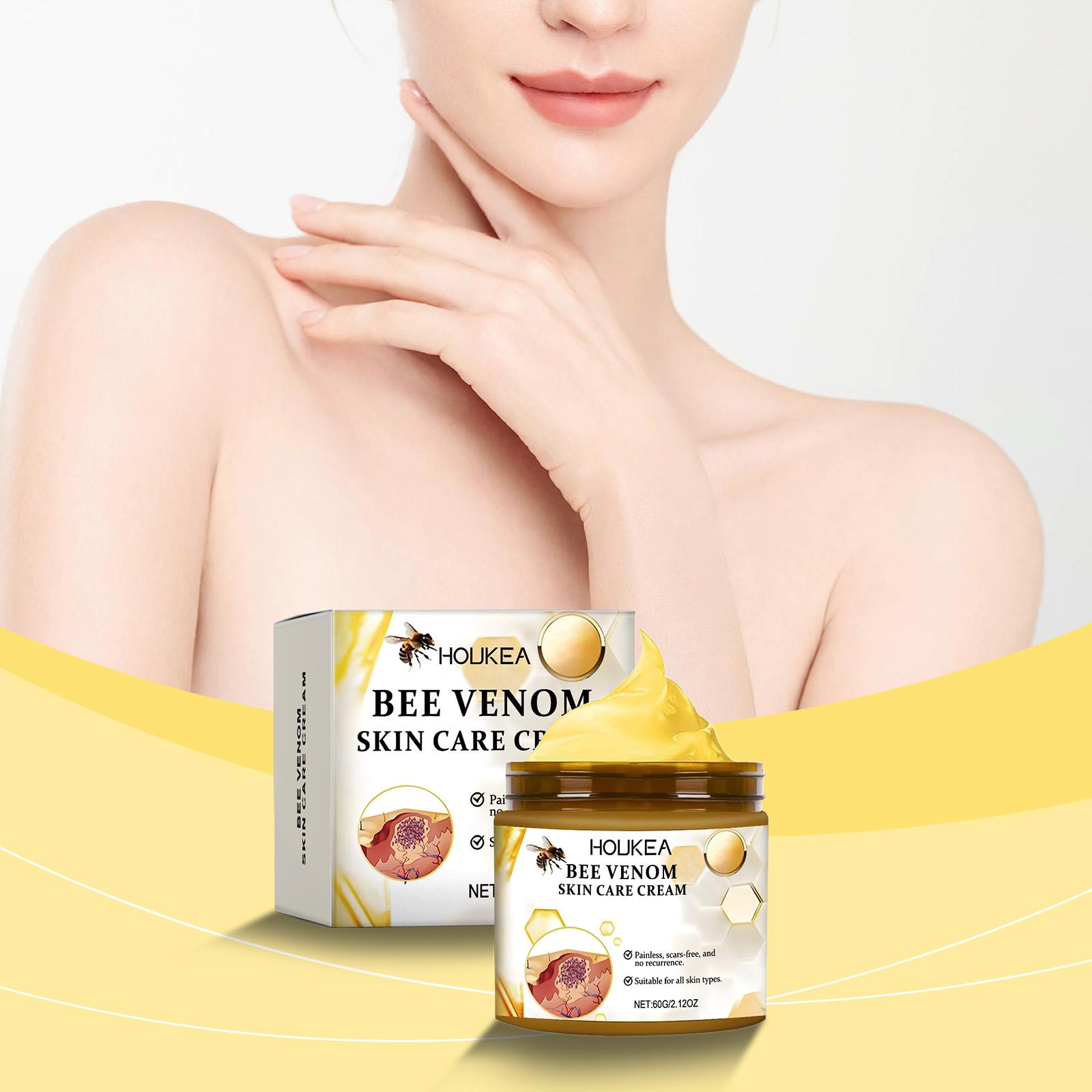 Bee Venom Skin Care Cream Gentle Nourish Skin Remove Mole Clean Smooth Rejuvenate Cream