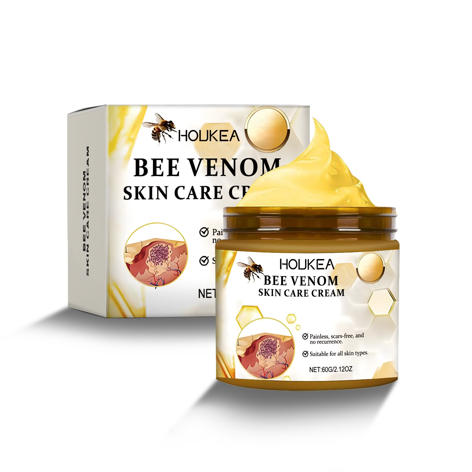 Bee Venom Skin Care Cream Gentle Nourish Skin Remove Mole Clean Smooth Rejuvenate Cream