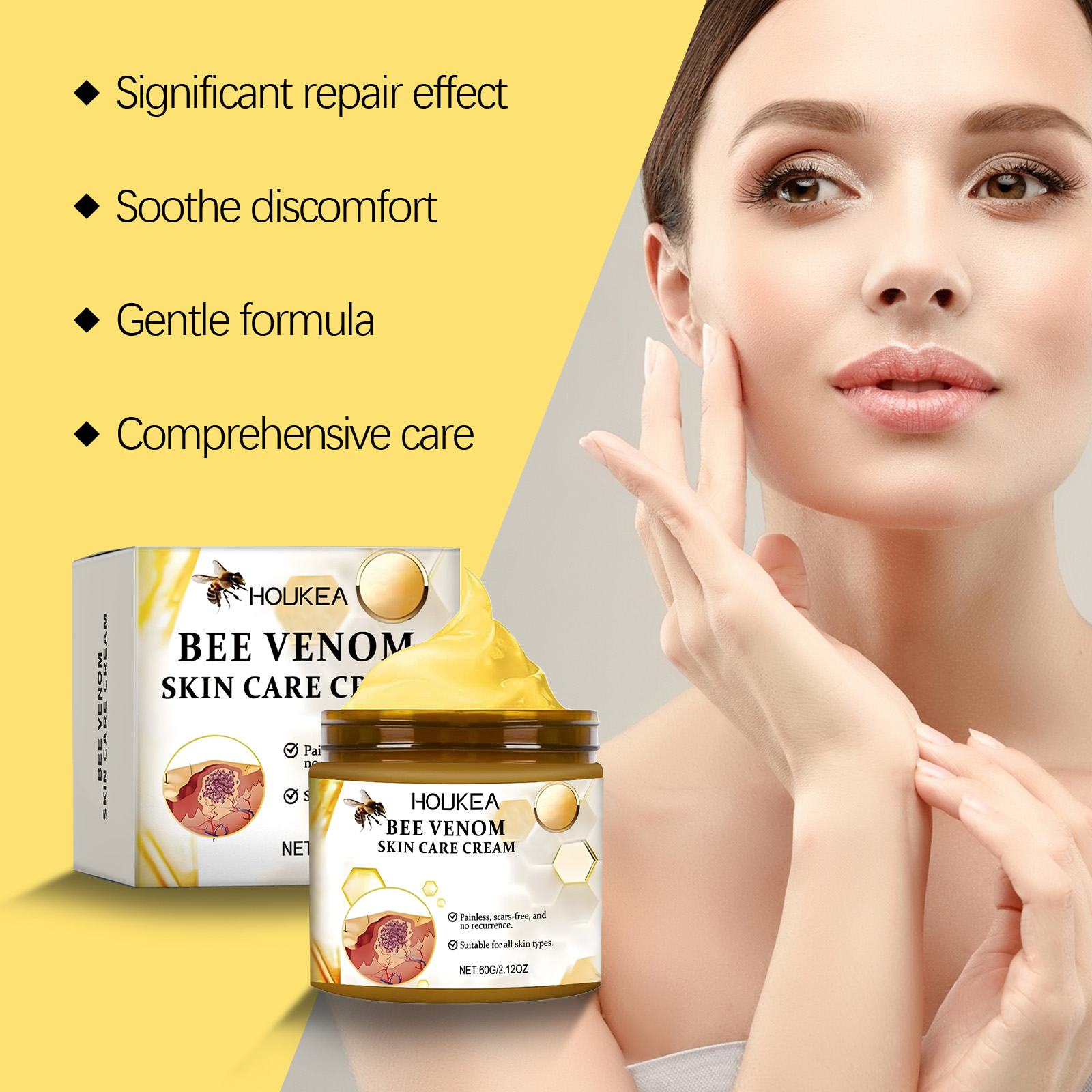 Bee Venom Skin Care Cream Gentle Nourish Skin Remove Mole Clean Smooth Rejuvenate Cream