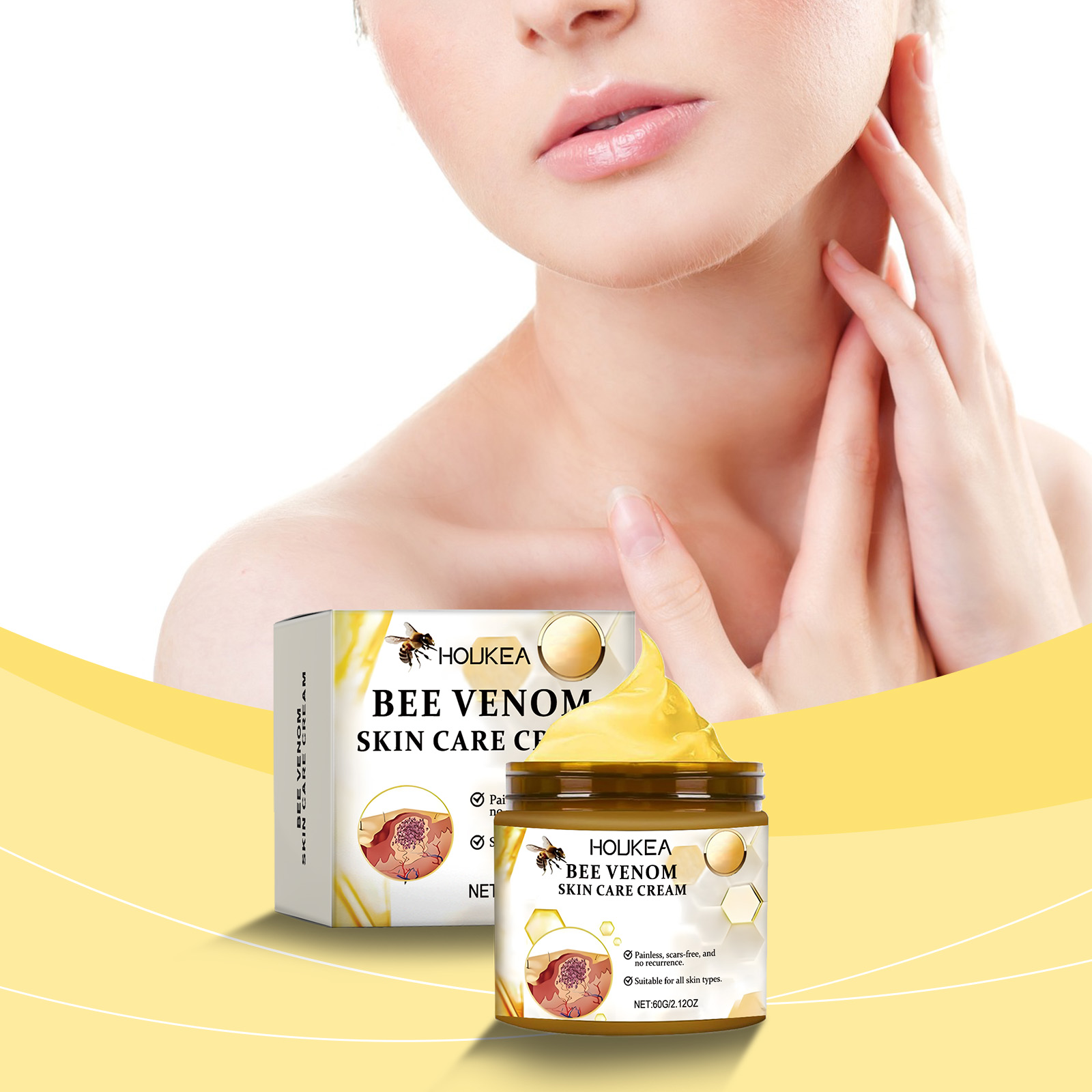 Bee Venom Skin Care Cream Gentle Nourish Skin Remove Mole Clean Smooth Rejuvenate Cream