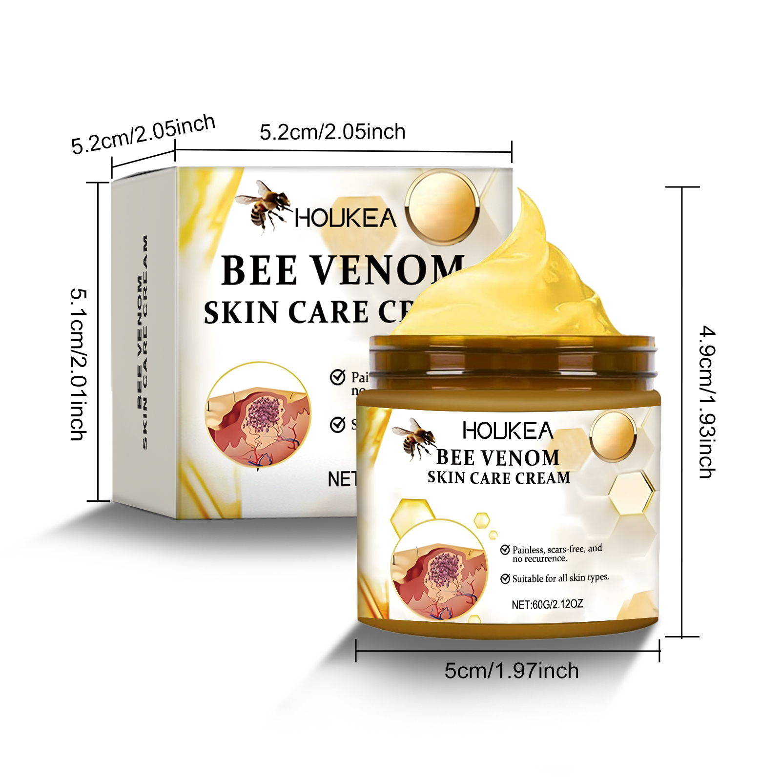 Bee Venom Skin Care Cream Gentle Nourish Skin Remove Mole Clean Smooth Rejuvenate Cream