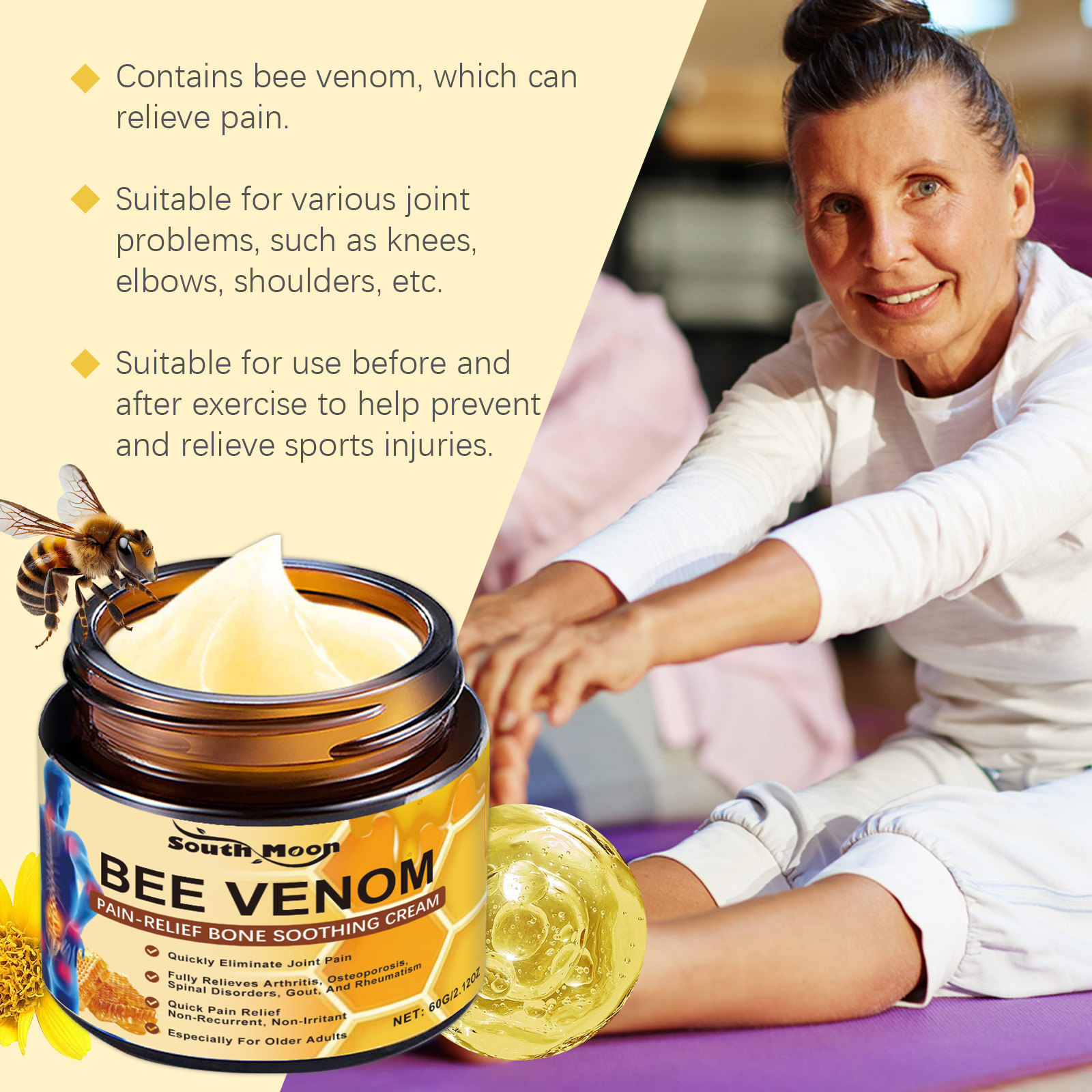 Bee Venom Joint Repair Cream Relieves Joint Discomfort Portable Massage External Apply Care Cream