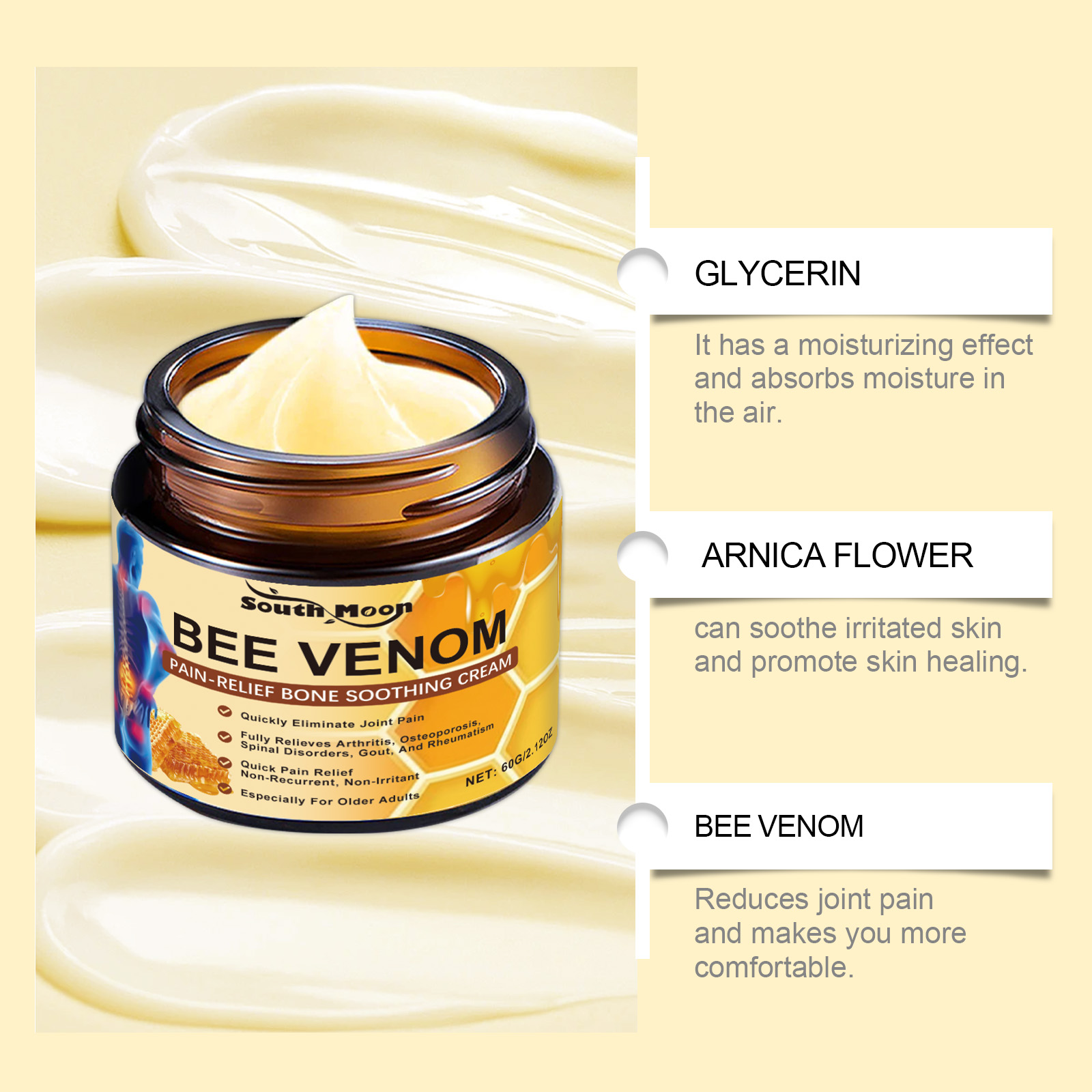 Bee Venom Joint Repair Cream Relieves Joint Discomfort Portable Massage External Apply Care Cream