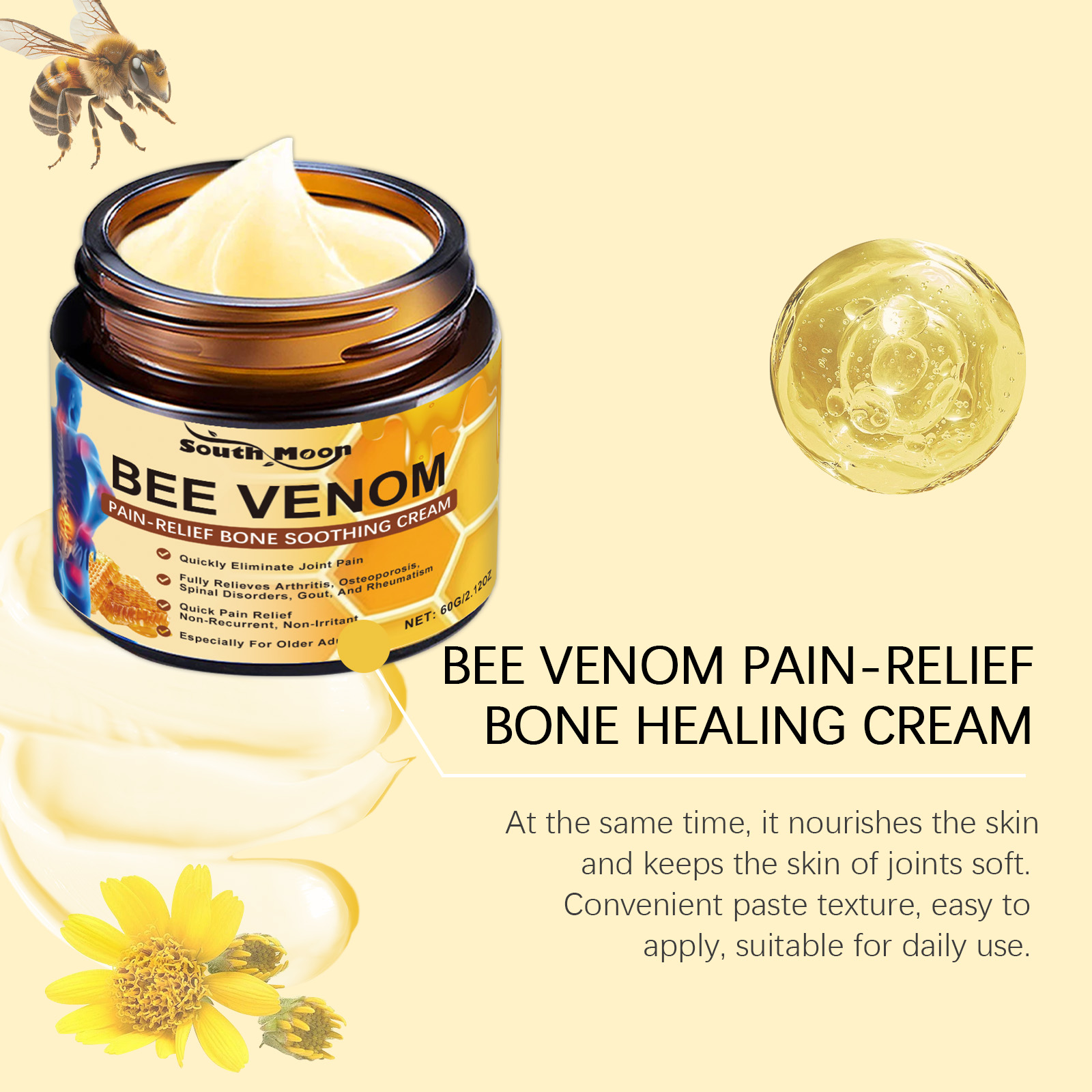 Bee Venom Joint Repair Cream Relieves Joint Discomfort Portable Massage External Apply Care Cream