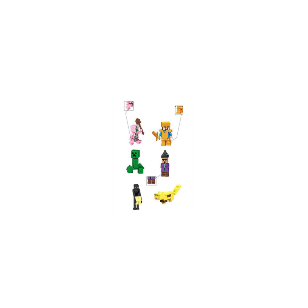 Minecraft Minifigure Stitching Set Building Kit 29Pcs Mini Game Action Figures Toys Collectible Building Blocks Figures Steve Cartoon Characters Puzzle Assembling Toy Bricks for Kids and Boys Girls Gifts