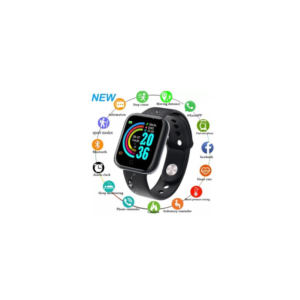 (Pink) Pro Bluetooth Smart Watch Men Women Y68 Blood Pressure Heart Rate Monitor Sport S