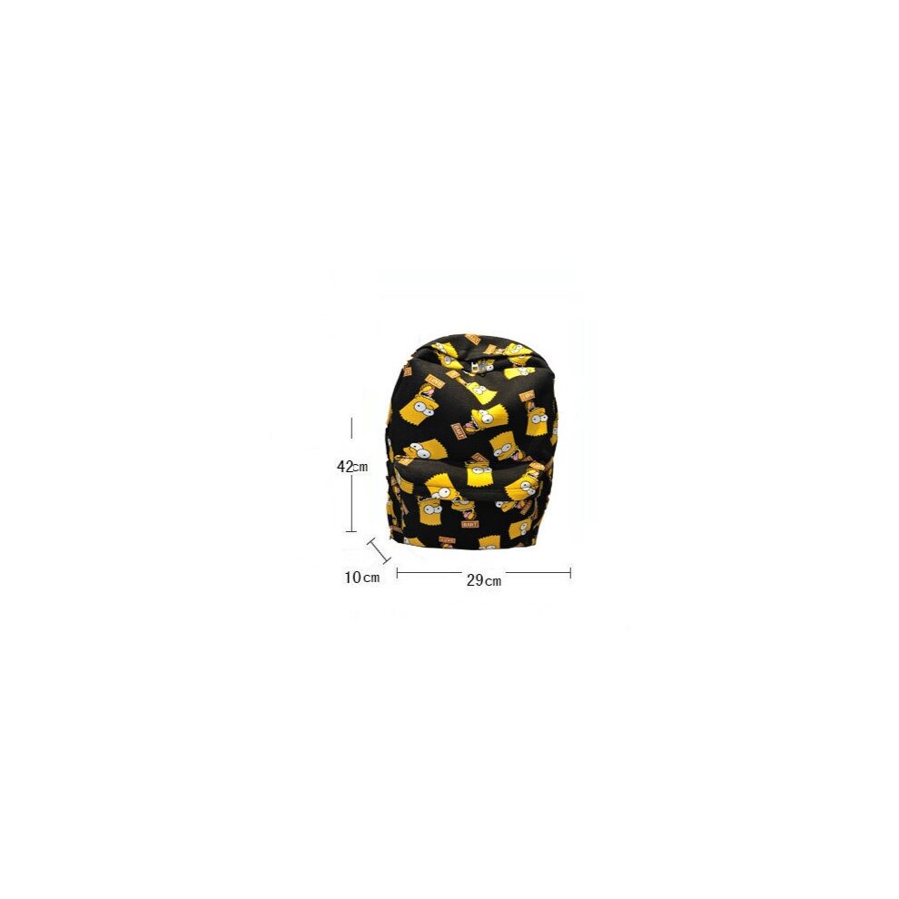 Cartoon The Simpsons Print Backpack Cartoon Doodle Print Canvas Backpack(black)