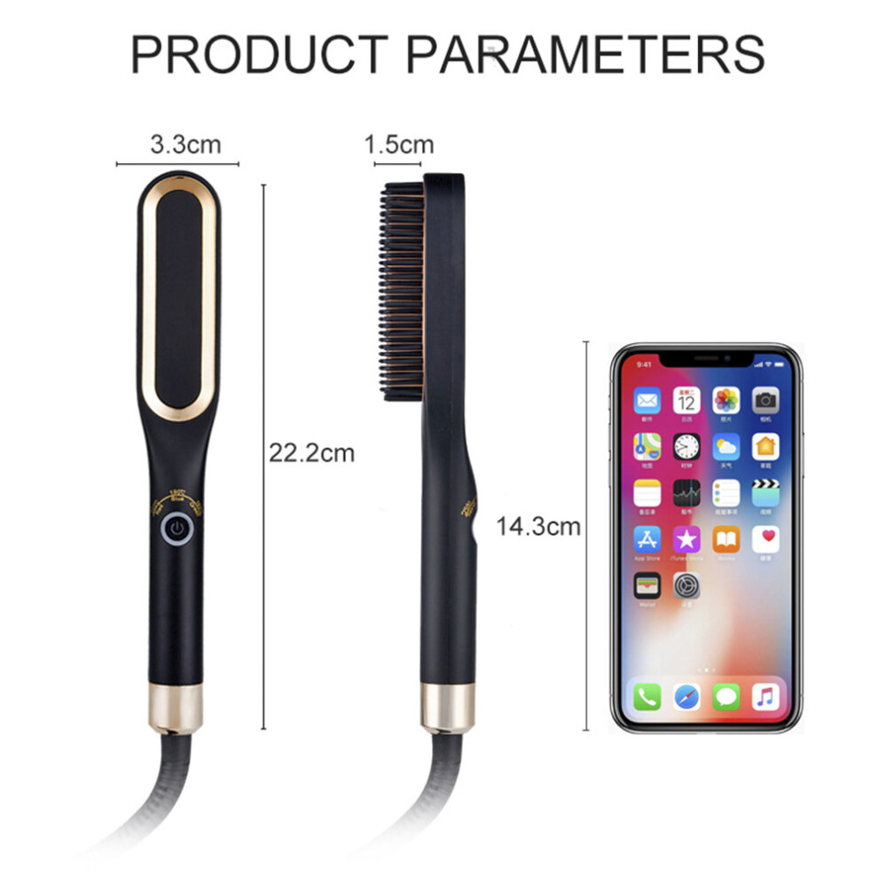 Mini Hair Straightener Brush Hot Comb Iron Ceramic Mens Beard Comb Electric Heating Com