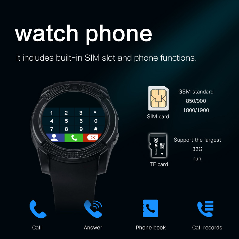 Bracelet Smart Watch Bluetooth Call Fitness Blood Pressure Monitor Support TF SIM Card