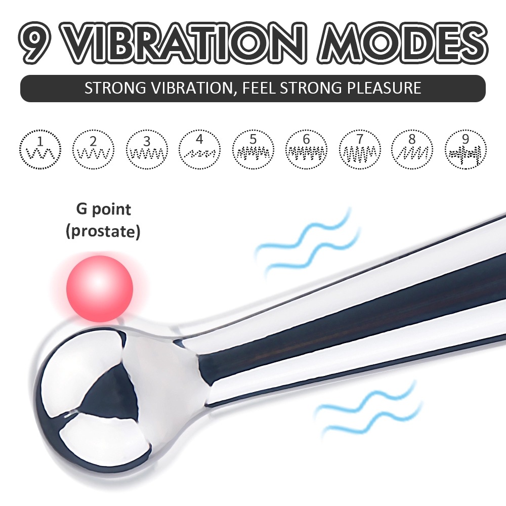 G-Spot Massager Dildo Sex Toy Stainless Steel Wand 9 Vibration Modes Nipple Clitoris Masturbation for Women Couple Prostate Massaging Enjoyment. Mini Size